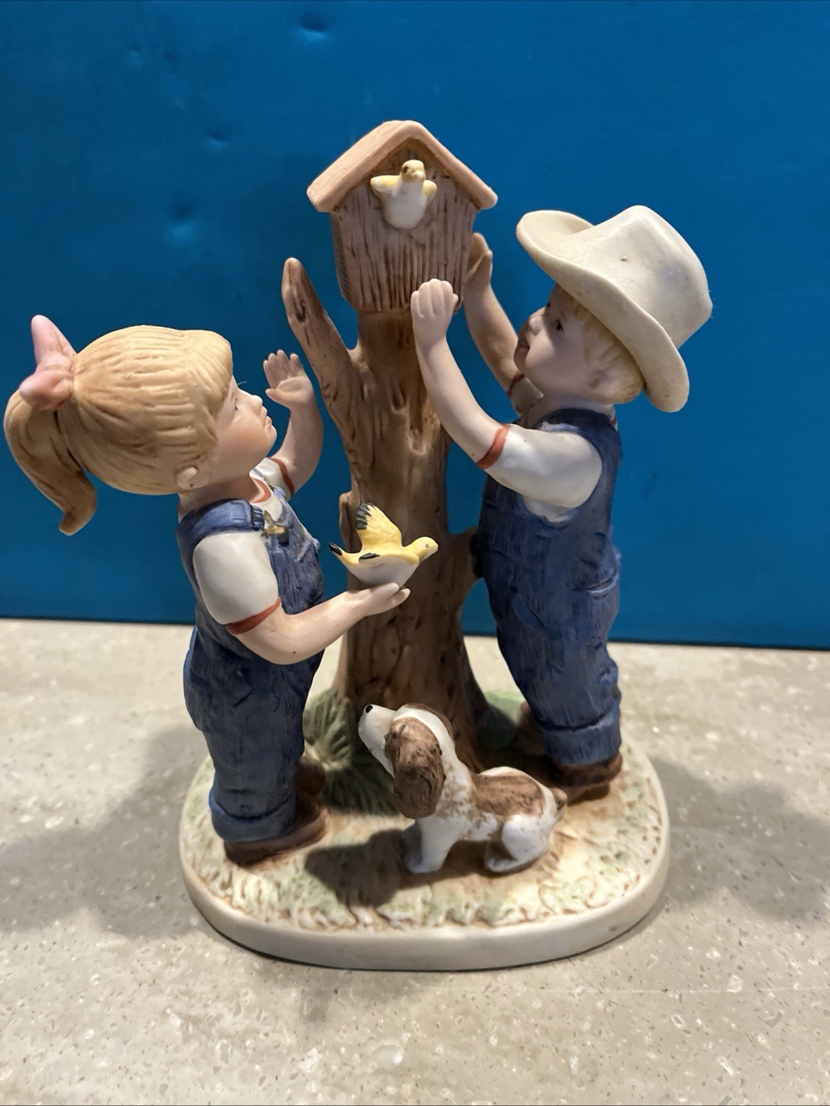Vintage Home Interiors Homco Denim Days 8888 Our Birdhouse Figurine 1985