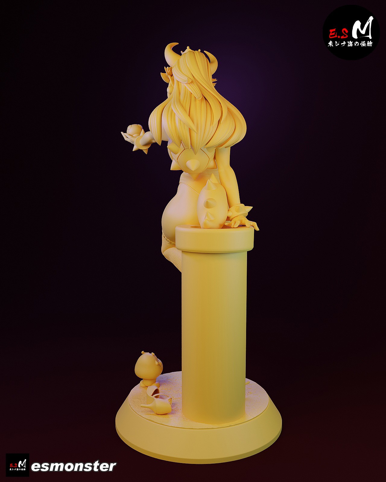 ES Monster Unpainted Unassembled Bowsette Figure Model Kit 1:24-1:4 scale Mario