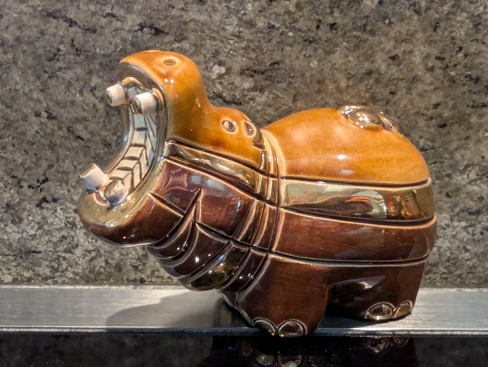 🦛🦒RINCONADA Artesania GIRAFFE HIPPOPOTAMUS Rinca Gold Figurine Uruguay Lot