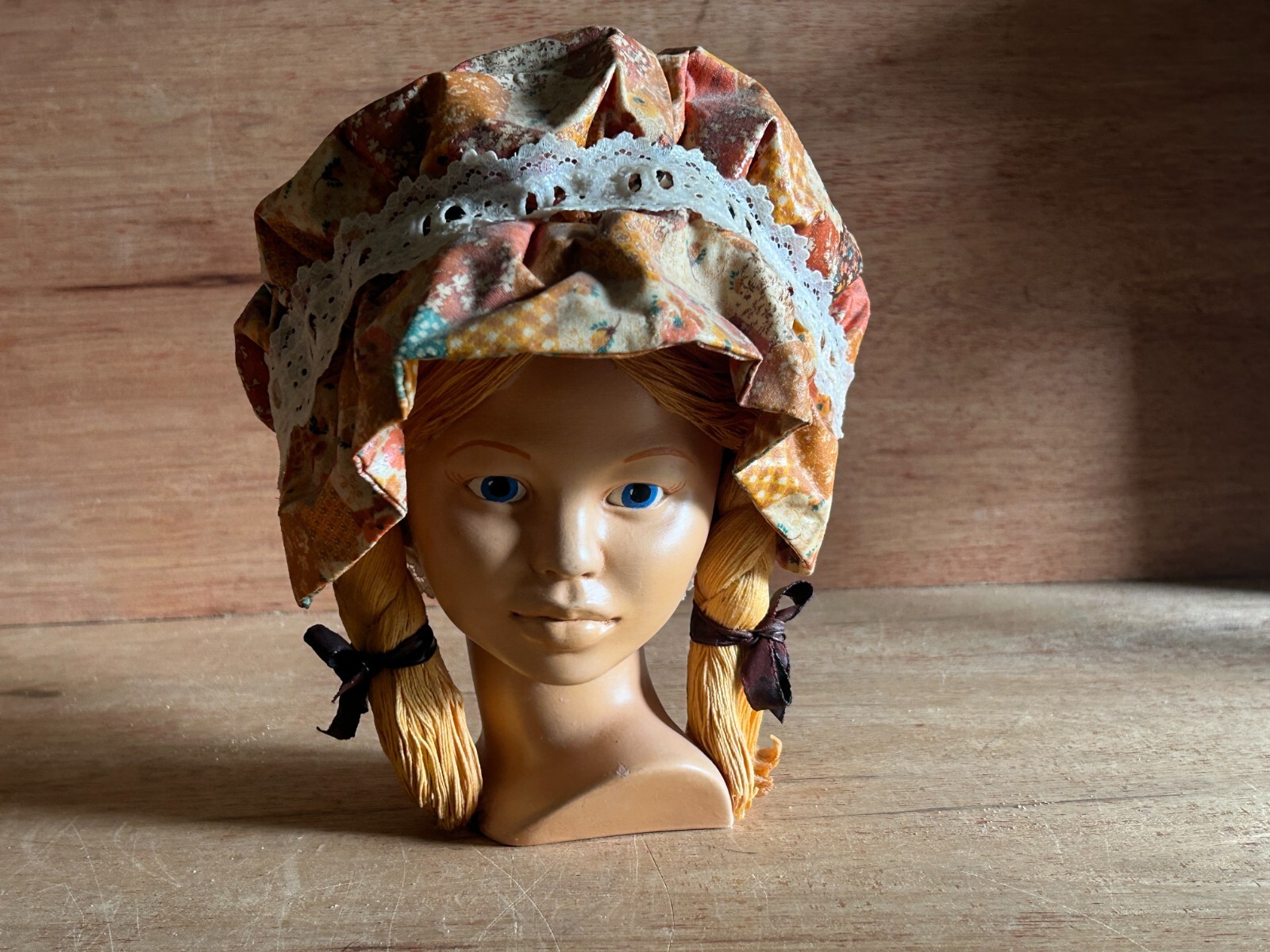 Farm Girl Bust Head Figurine Statue Figure Peasant Hillbilly Pig Tails Vtg LN