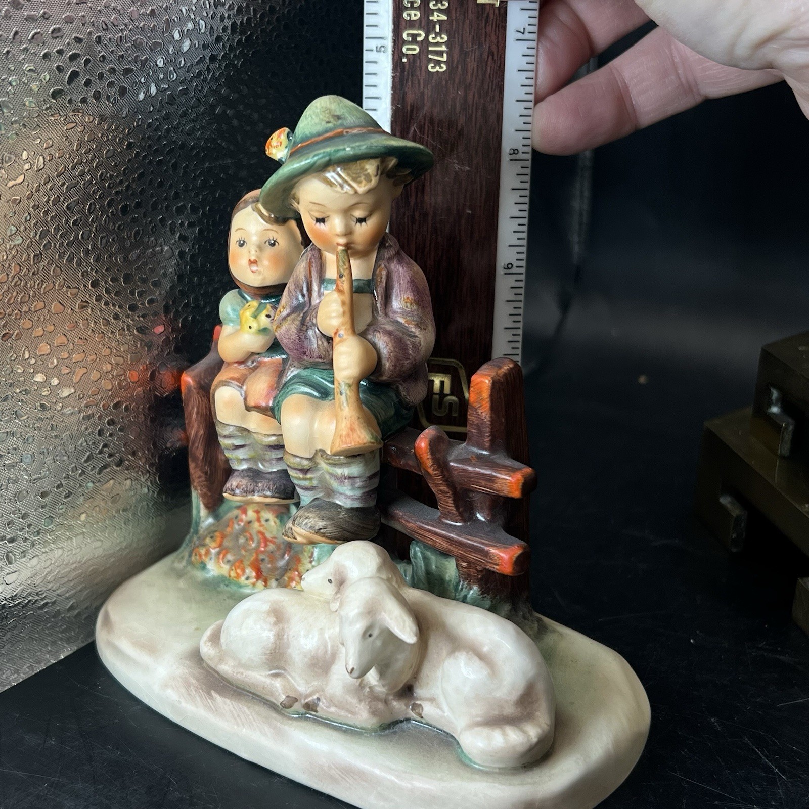Vintage Hummel #99 EVENTIDE Figurine Boy Girl Fence Lambs Flute Full Bee