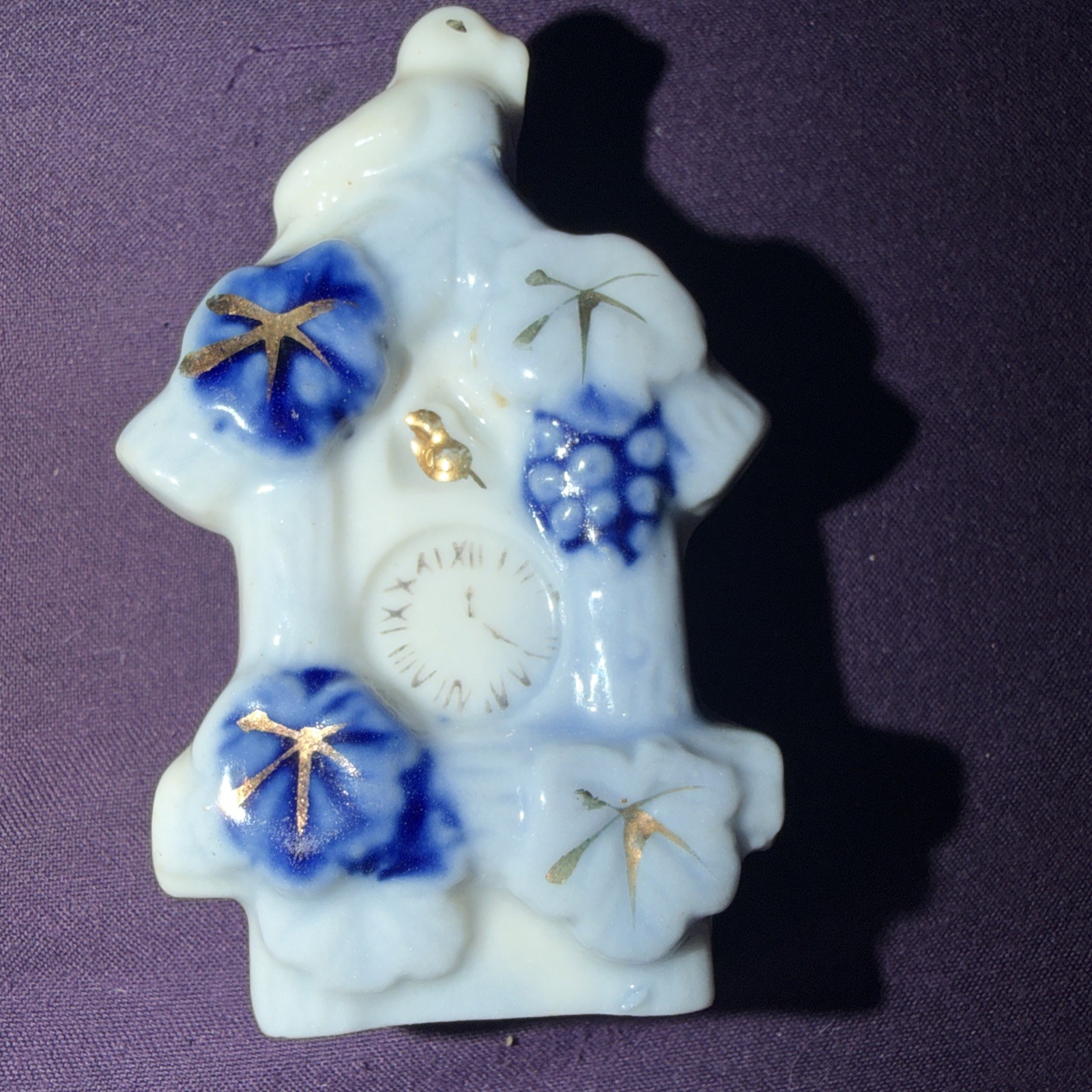 VTG Japan Wall Pocket Blue Cuckoo Clock Wall Pocket Birds & Birdhouse Occ Japan