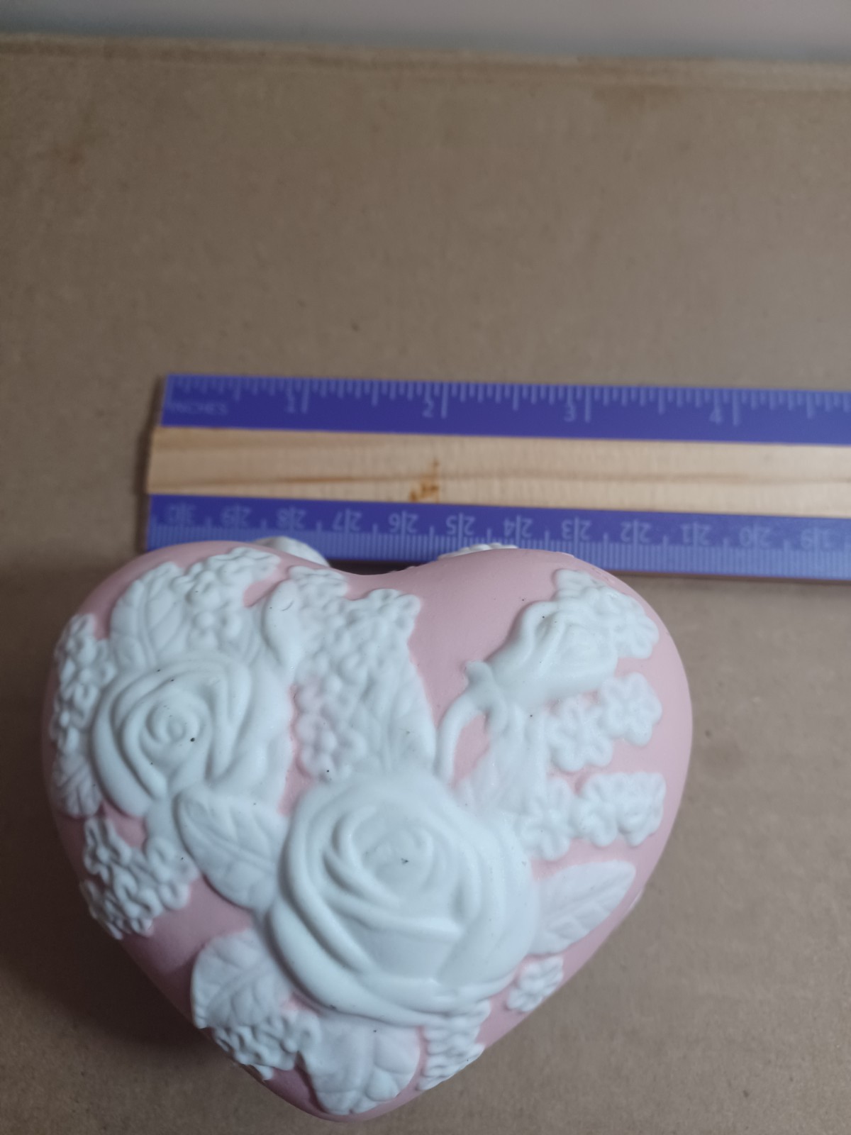 San Francisco Music Company Ornate Pink Jasperware Heart Tricket Box Pre-owned