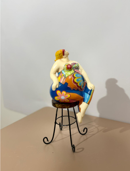 Vintage Style Decorative Plaster Lady Figurine Sitting on Chair
