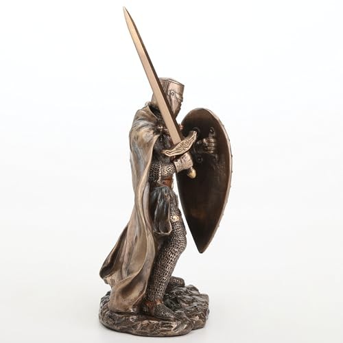 Veronese 7.875″Knights Templar Crusader Sword & Shield Cold Cast Resin Sculpture
