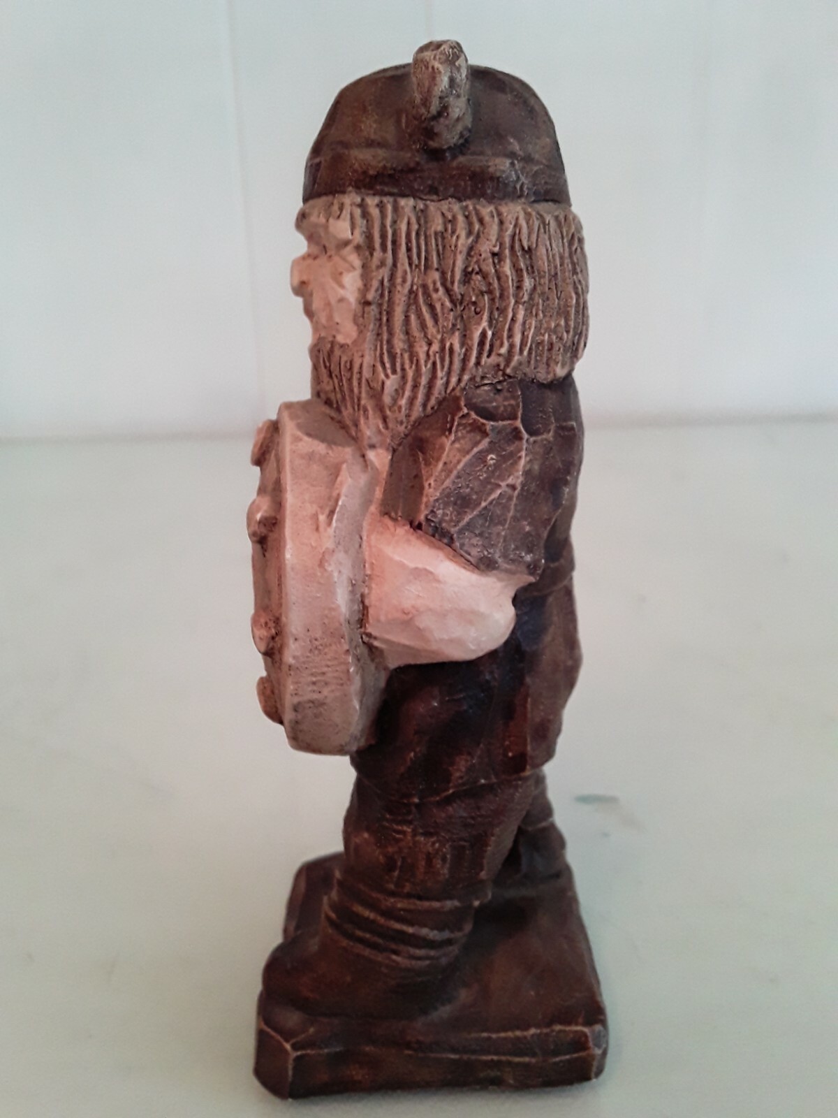 Vintage Scandinavian Plane Carving Plaster Cast Happy Viking Figurine Denmark