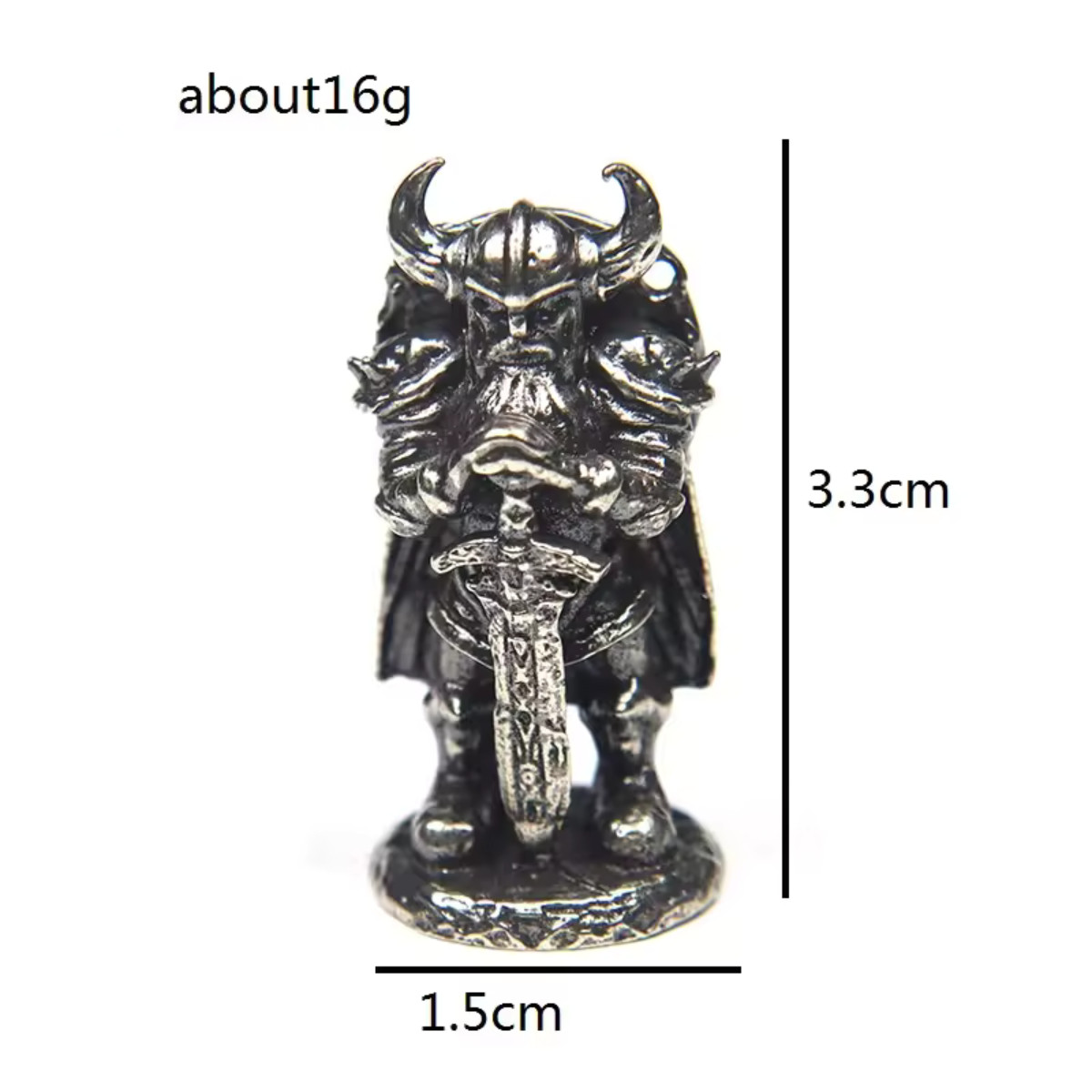 Vintage White Copper Viking Swordsman Miniature Figurine Statue Ornament Gift