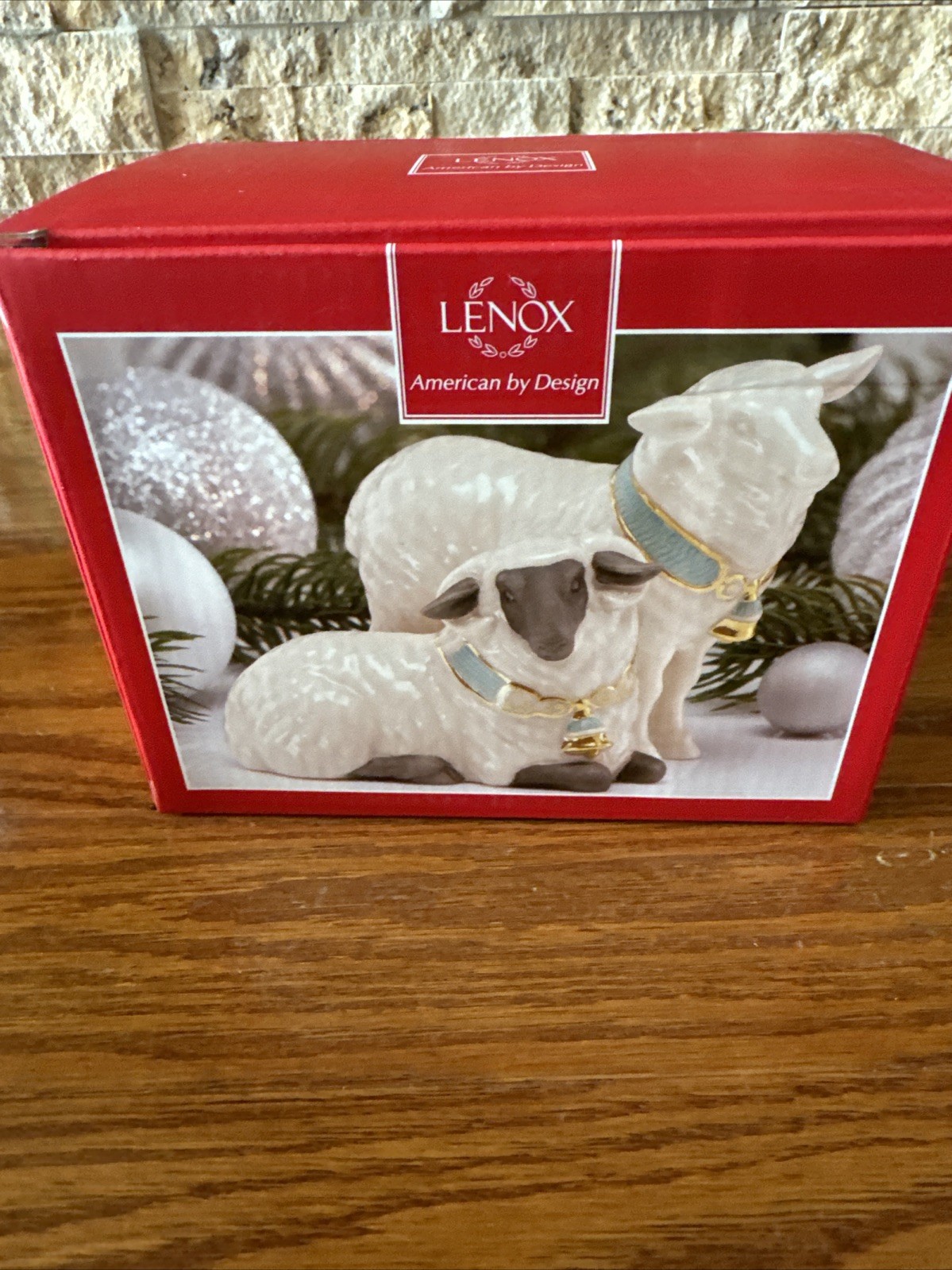 LENOX FIRST BLESSING NATIVITY PAIR SHEEP-BLACK FACE-BLUE COLLAR NEW ORIGINAL BOX