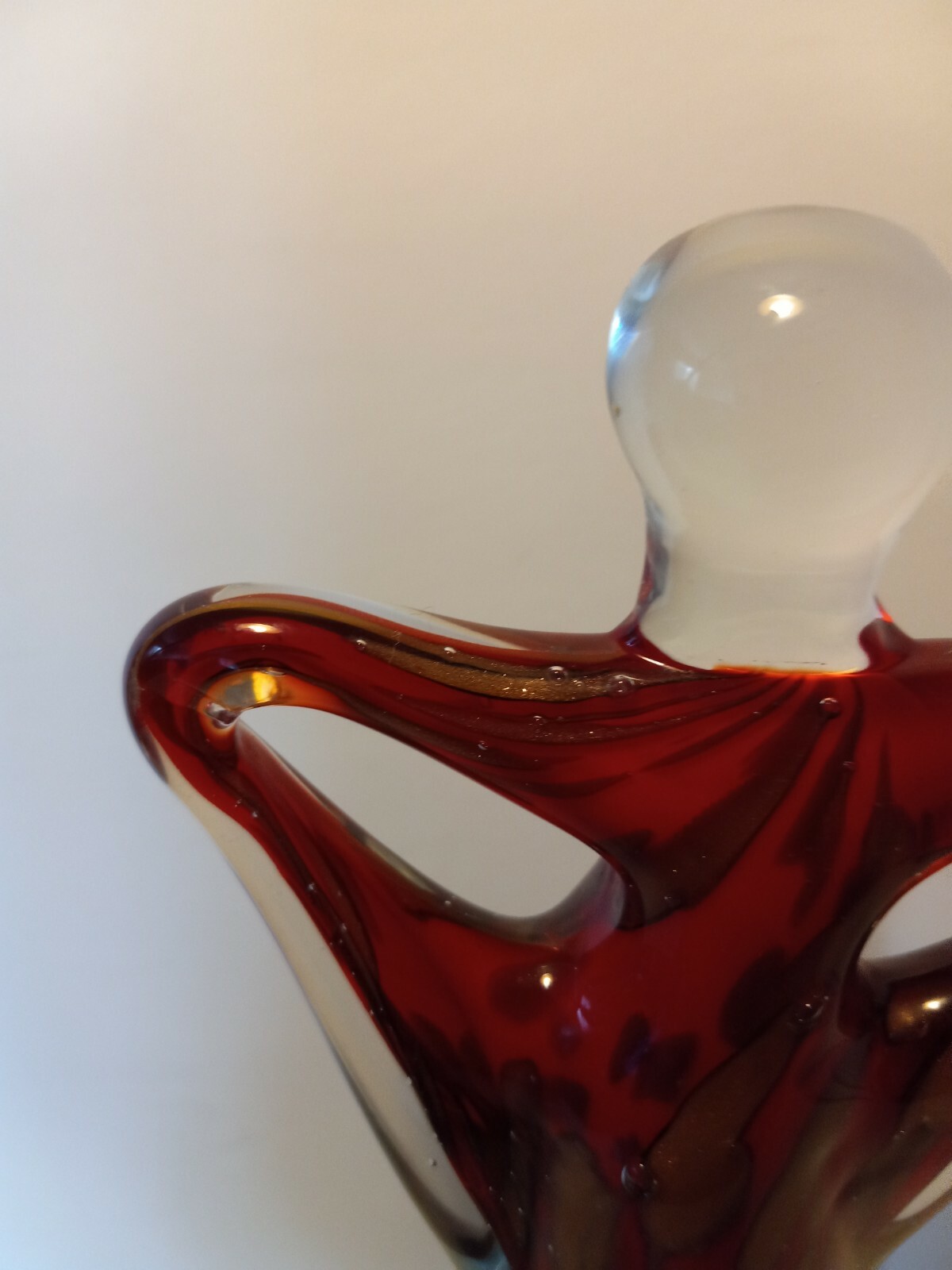 Glass Art Glass Lady in Red Statue Figurines 10 1/2 New