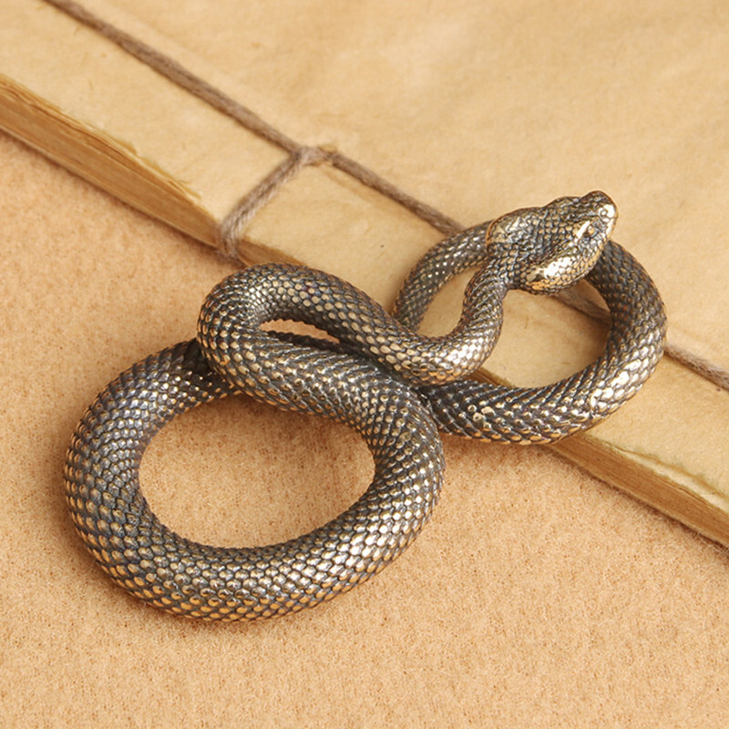 Brass Snake Figurine Statue Home Office Table Decoration Animal Figurines Toys
