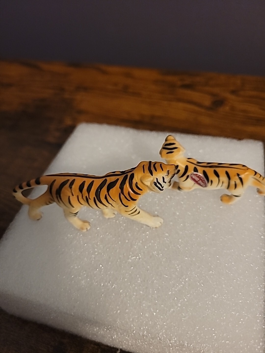 Bone China Tigers Set Of 2 Lot Africa Jungle Figurine Big Cats Sticker Minature