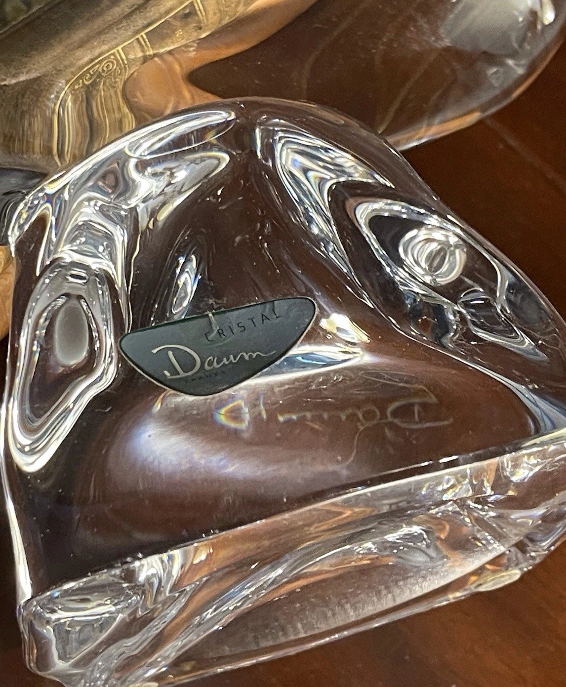 Daum Crystal Sail Sculpture, Label & Signature -Base 21h x 11” Perfect Condition