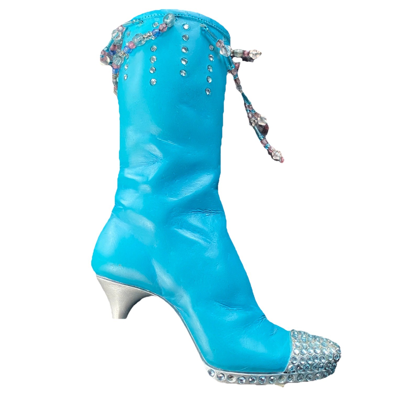 Just The Right Shoe Groovy Baby #25102 Teal Rhinestone Boot Figurine 2000