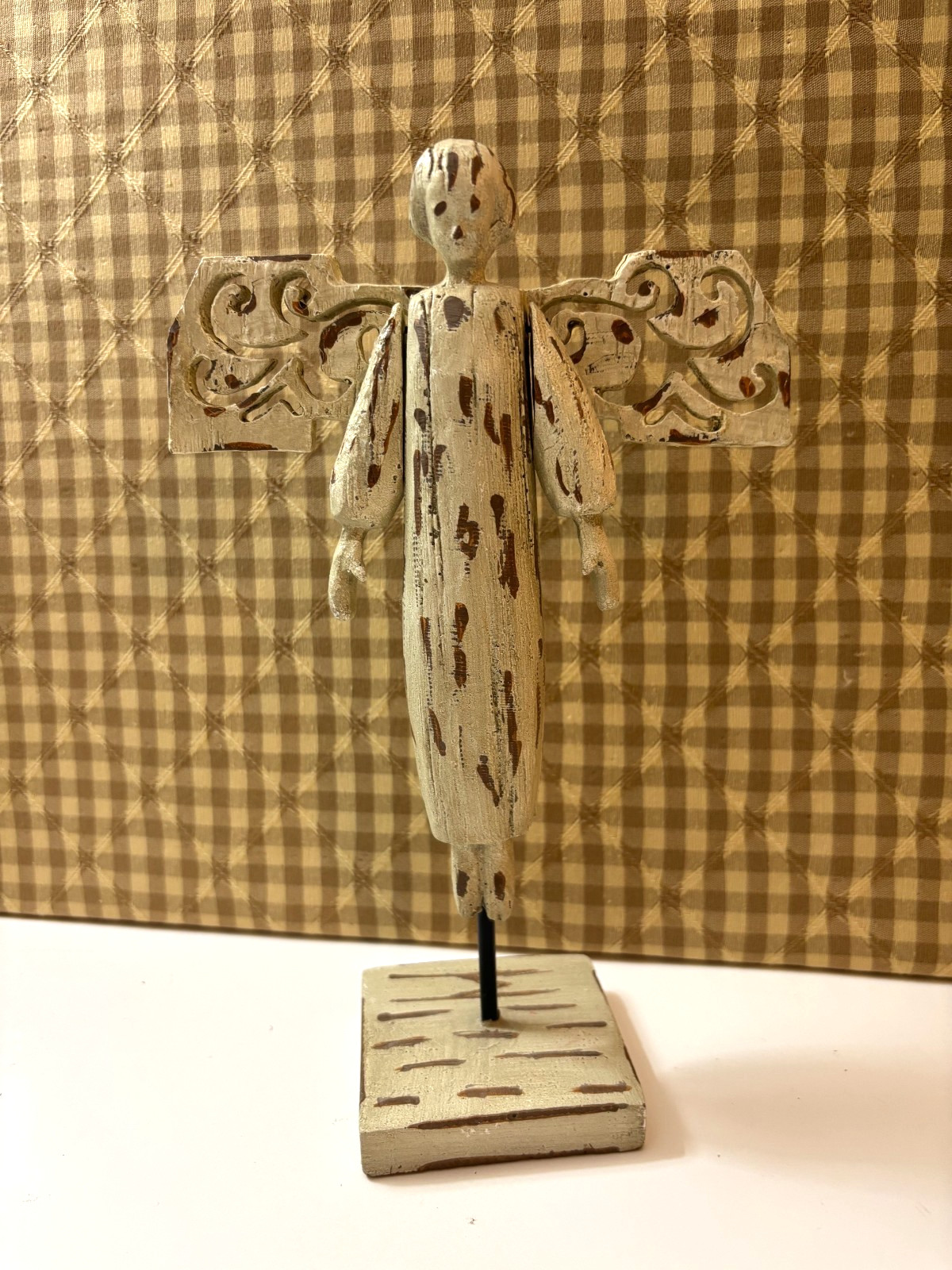 Freestanding Angel Ornament Figurine, 10.5″ high X 6.5″ wide, Faux Wood Resin