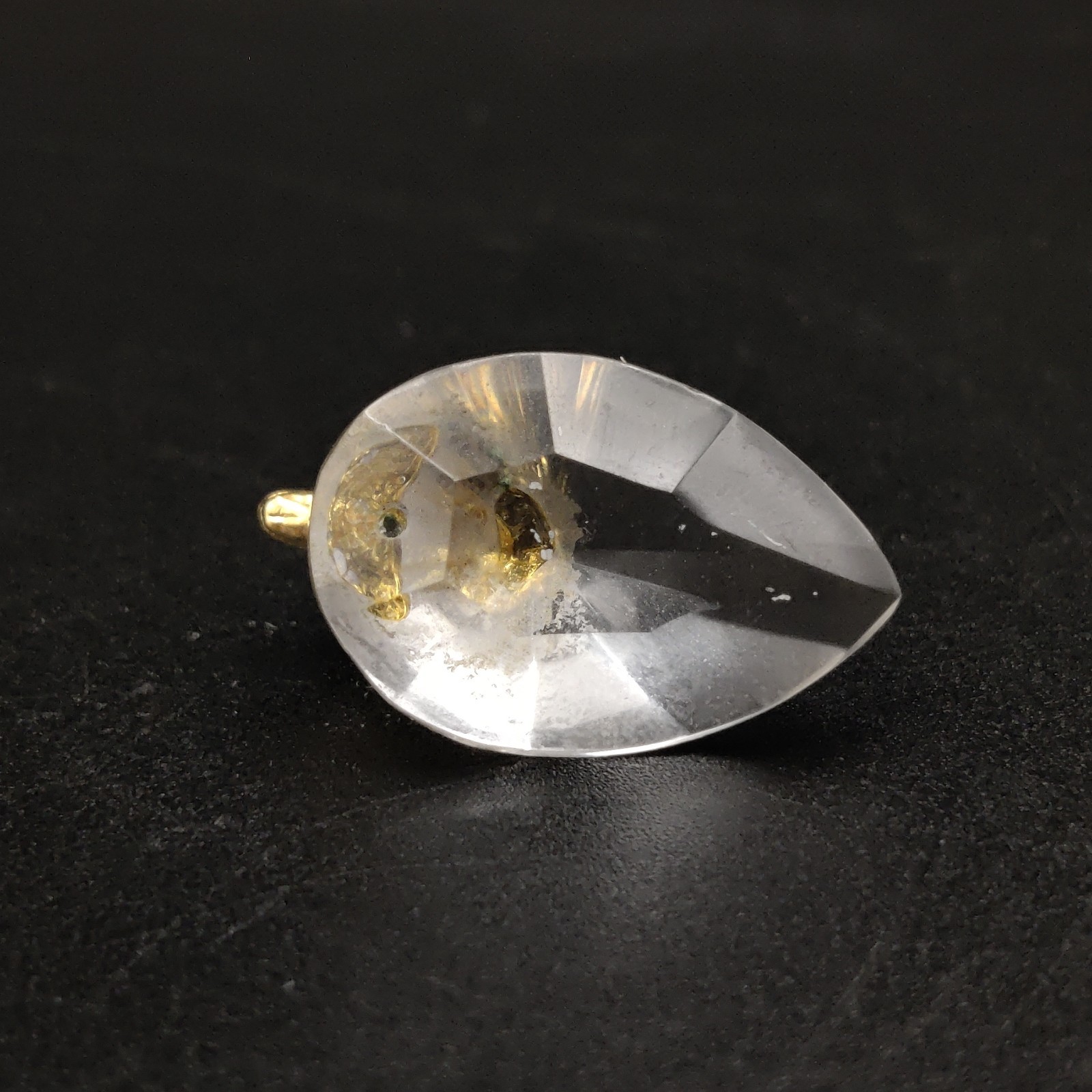 Crystal Duck With Gold Tone Metal Minitaure Figurine Tiny Trinket