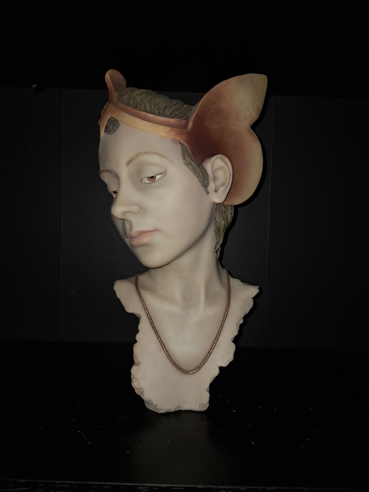 Vintage Fantasy Gothic Female Bust Sculpture – Renaissance / Mythic Decor – 12”