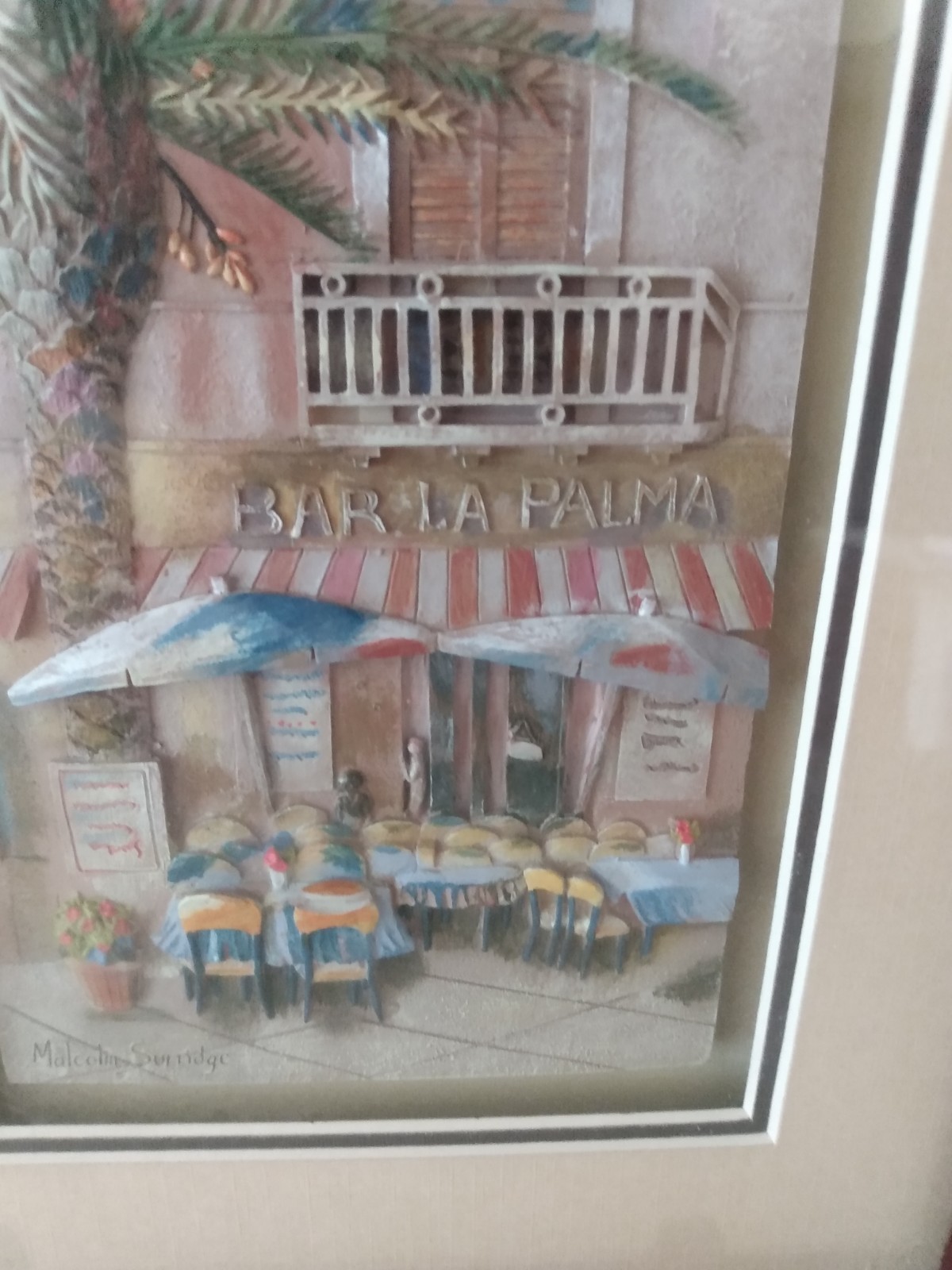 Malcolm Surridge UK Artist Bar La Palma Diorama Ceramic Shadow Box 3-D Wall Art