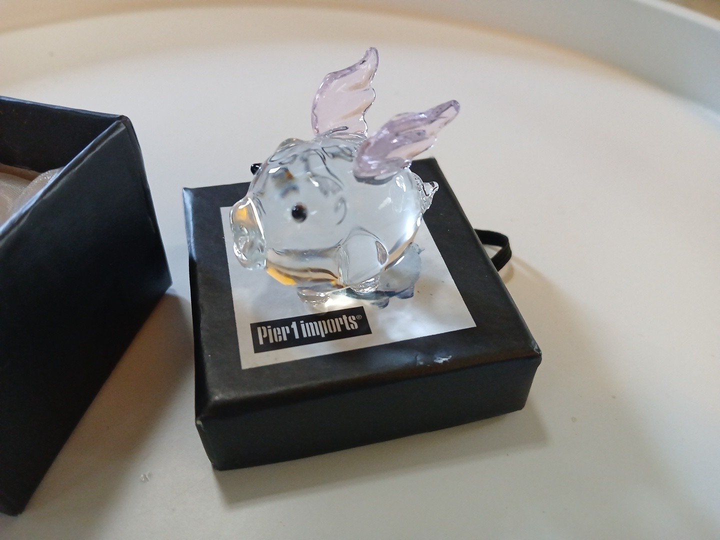 Pier 1 Imports Penelope Pig Mini Small Glass Flying Pig Figure w/Wings New NIB