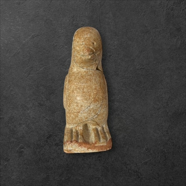 Vintage Hand Carved Soapstone Bird Figurine Statue Tan Brown Stone Art Damaged