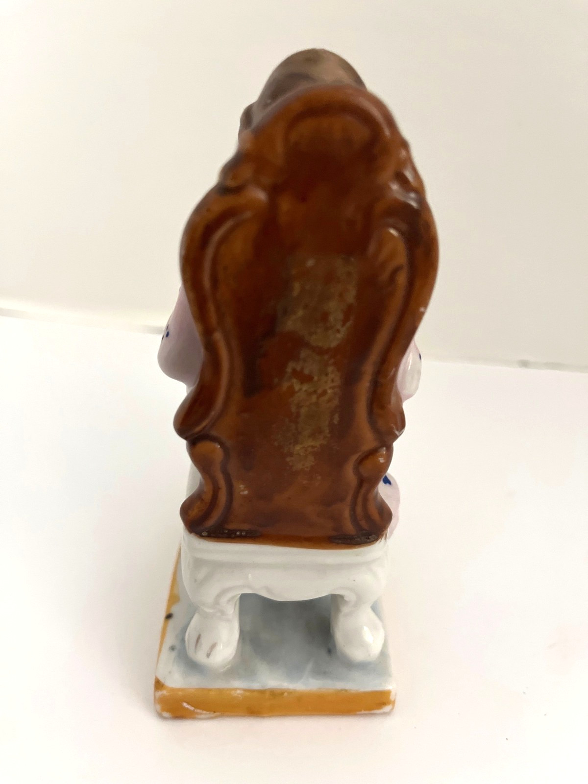 Vintage Porcelain Figurine Man in Chair with Dog Hand Painted 5 1/2”