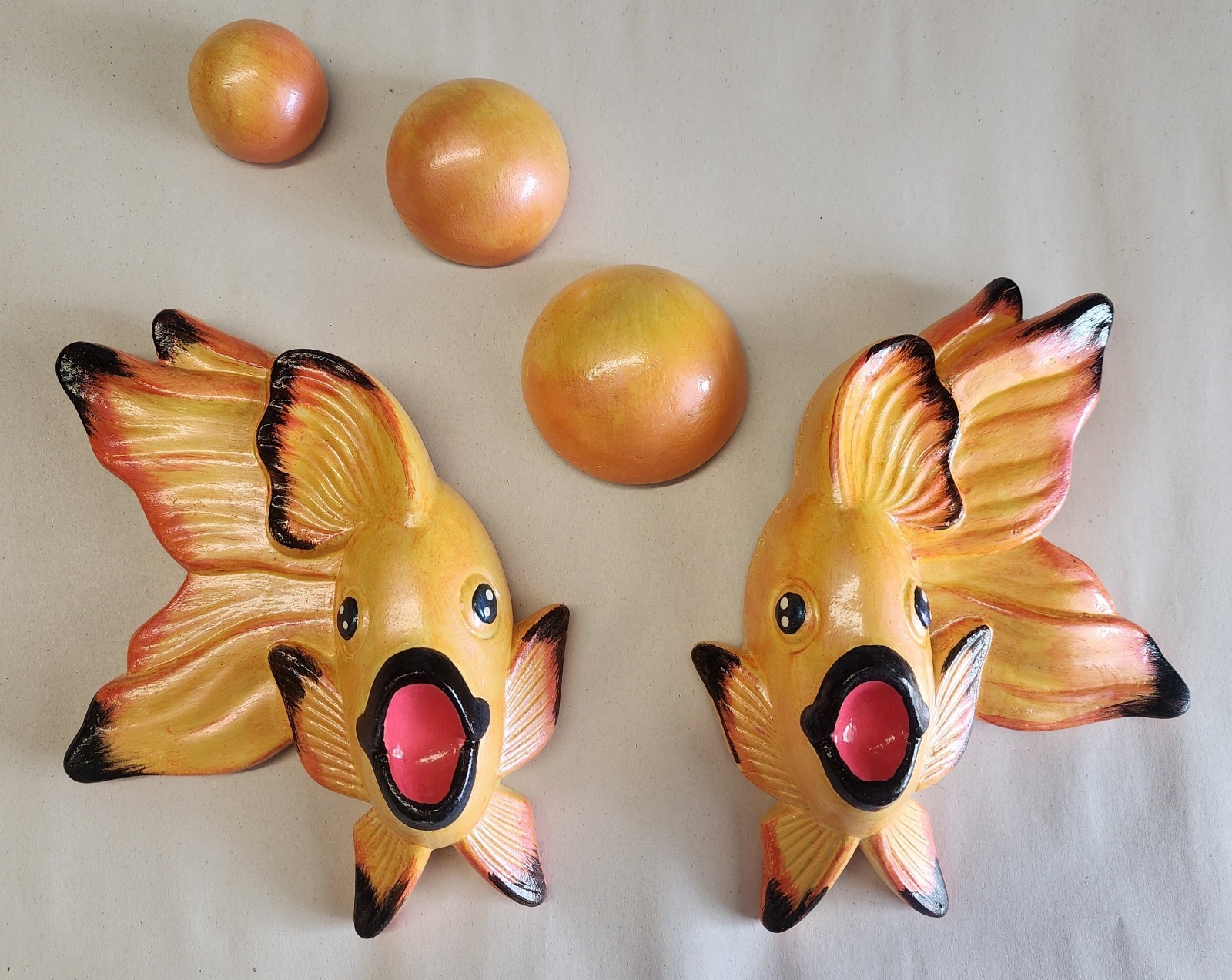 Vintage Style 1970 Miller Studio Anthropomorphic Fish Chalkware Wall Plaque