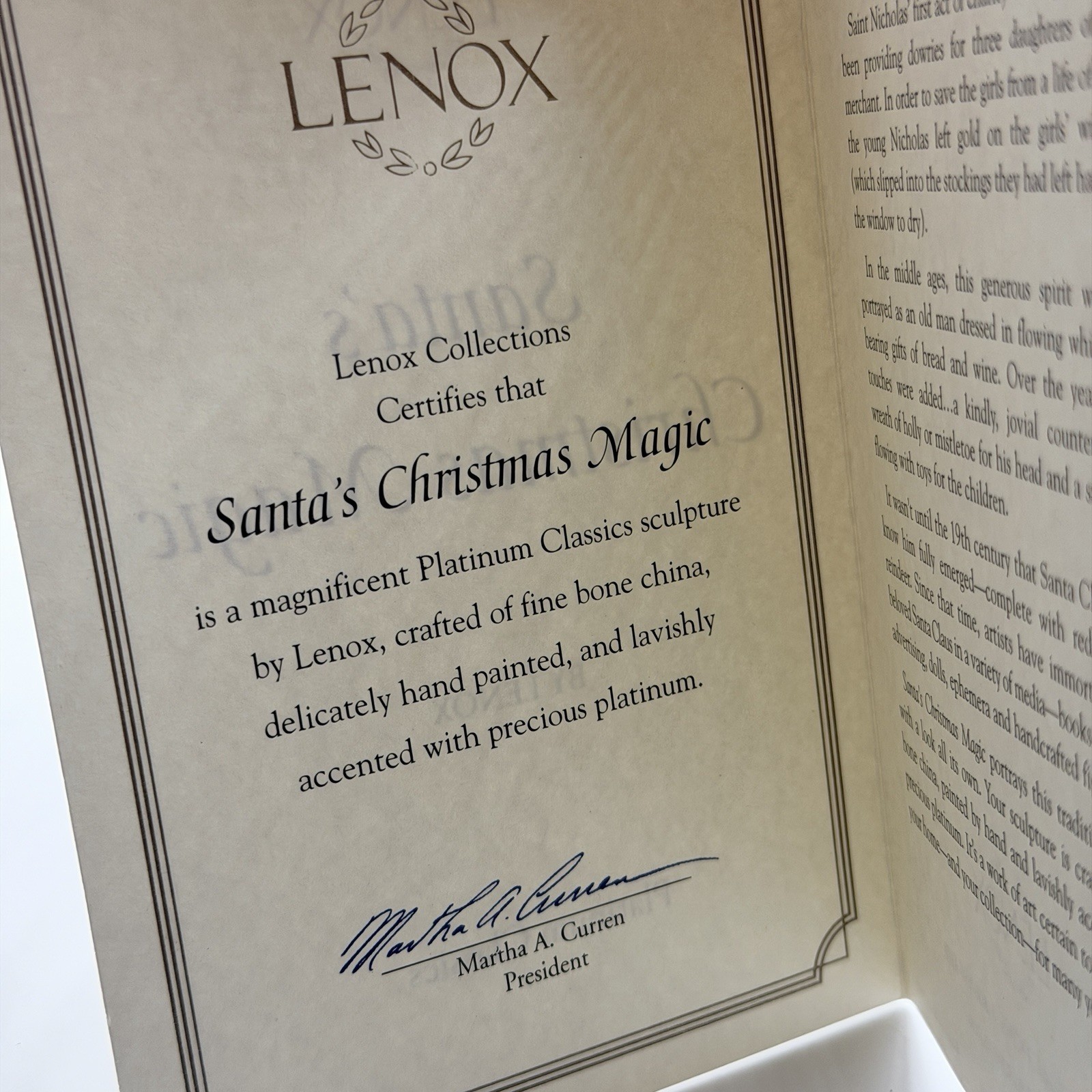 Lenox Platinum Classics Figurine Santa’s Christmas Magic 9”H White Holiday 2002