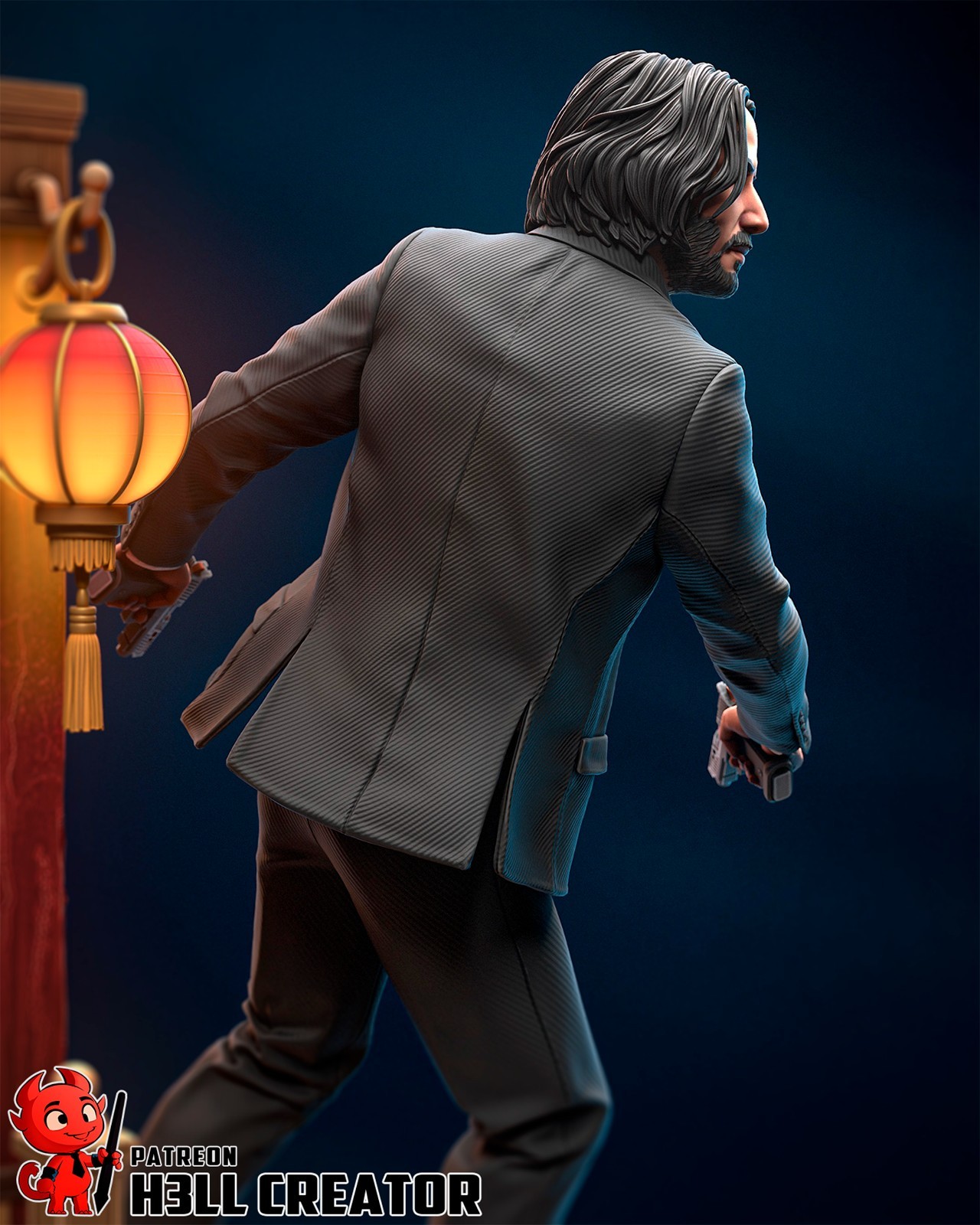 John Wick 187mm 1/10 Scale Hand Painted Resin Figure – Collectible Action Movie