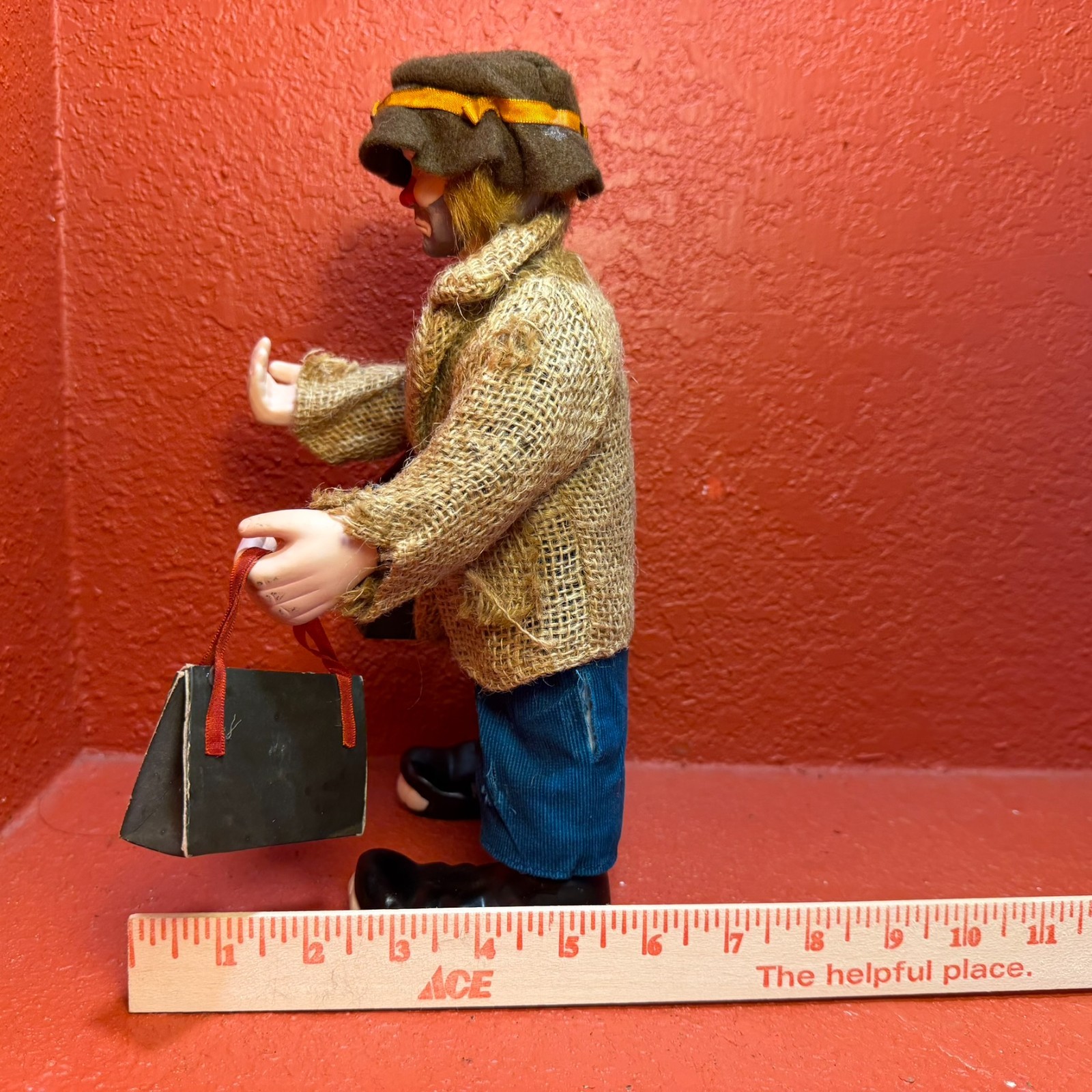 Emmett Kelly Jr Real Rags 12” Clown Doll “Bags Packed “Porcelain & Fabric Mache