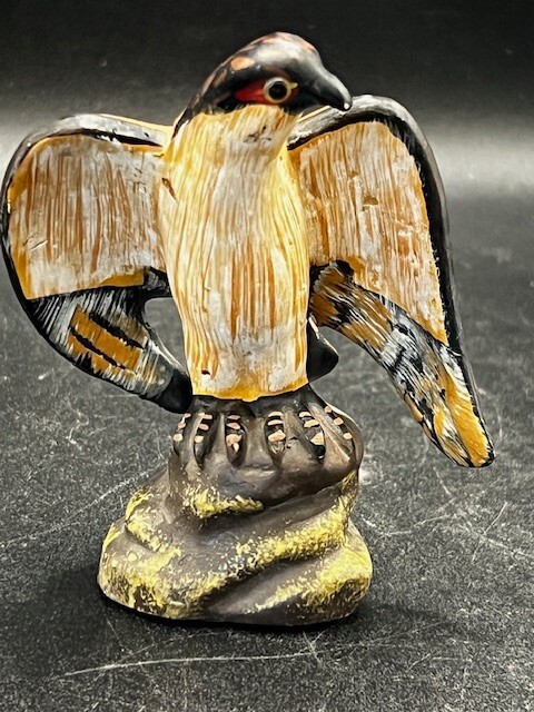Hawk Bird Hunter Carved Wood Look Rustic Ceramic 4″ Figurine #2
