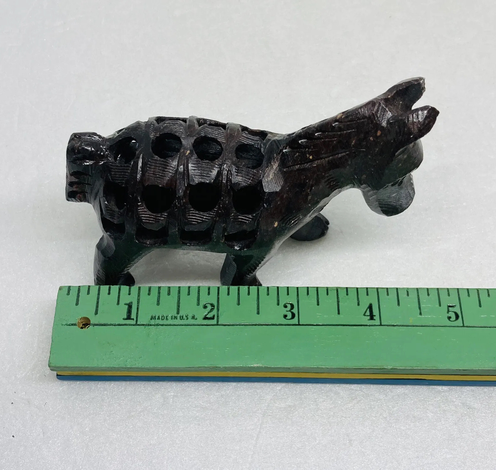 Vintage Stone Carved Horse Figurine Hollow Baby Horse Inside Body Art Decor 6