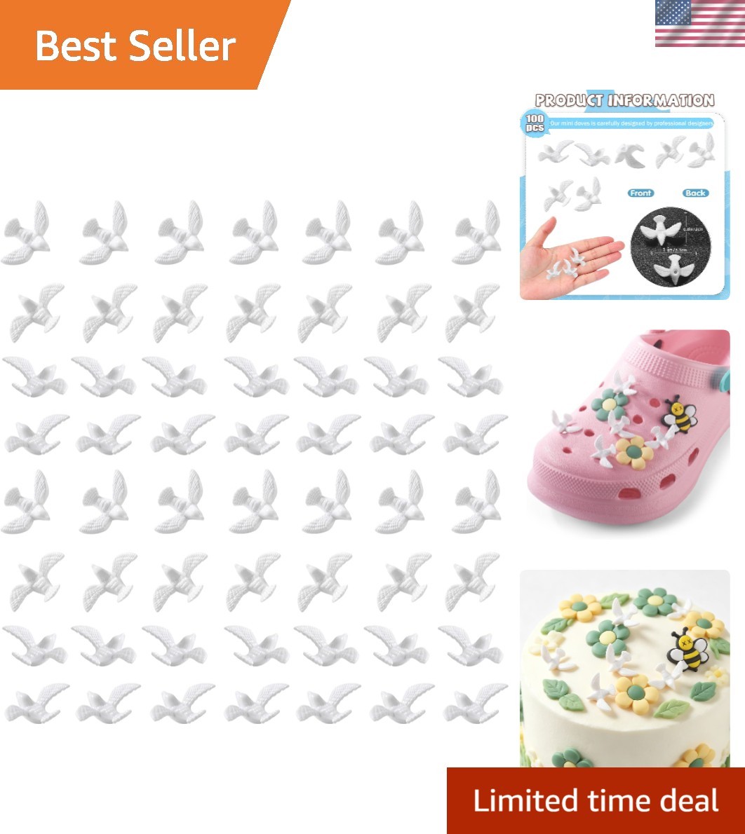 100 Miniature White Dove Figurines – Perfect for Wedding & Craft Decorations