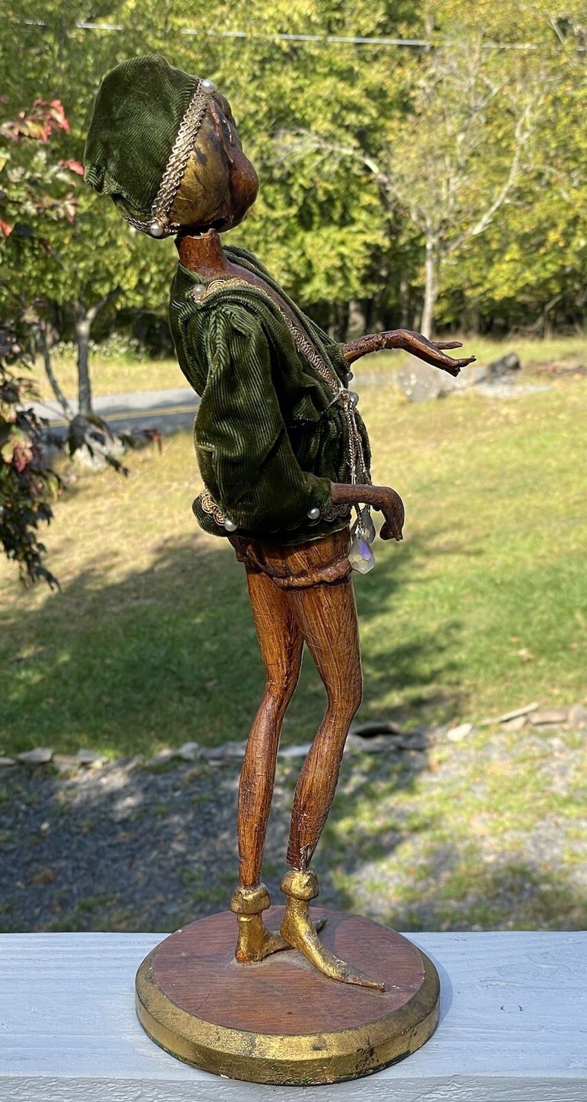 Wooden Composite Hollywood Regency Mid Century Sculpture Elf Figurine Pixie