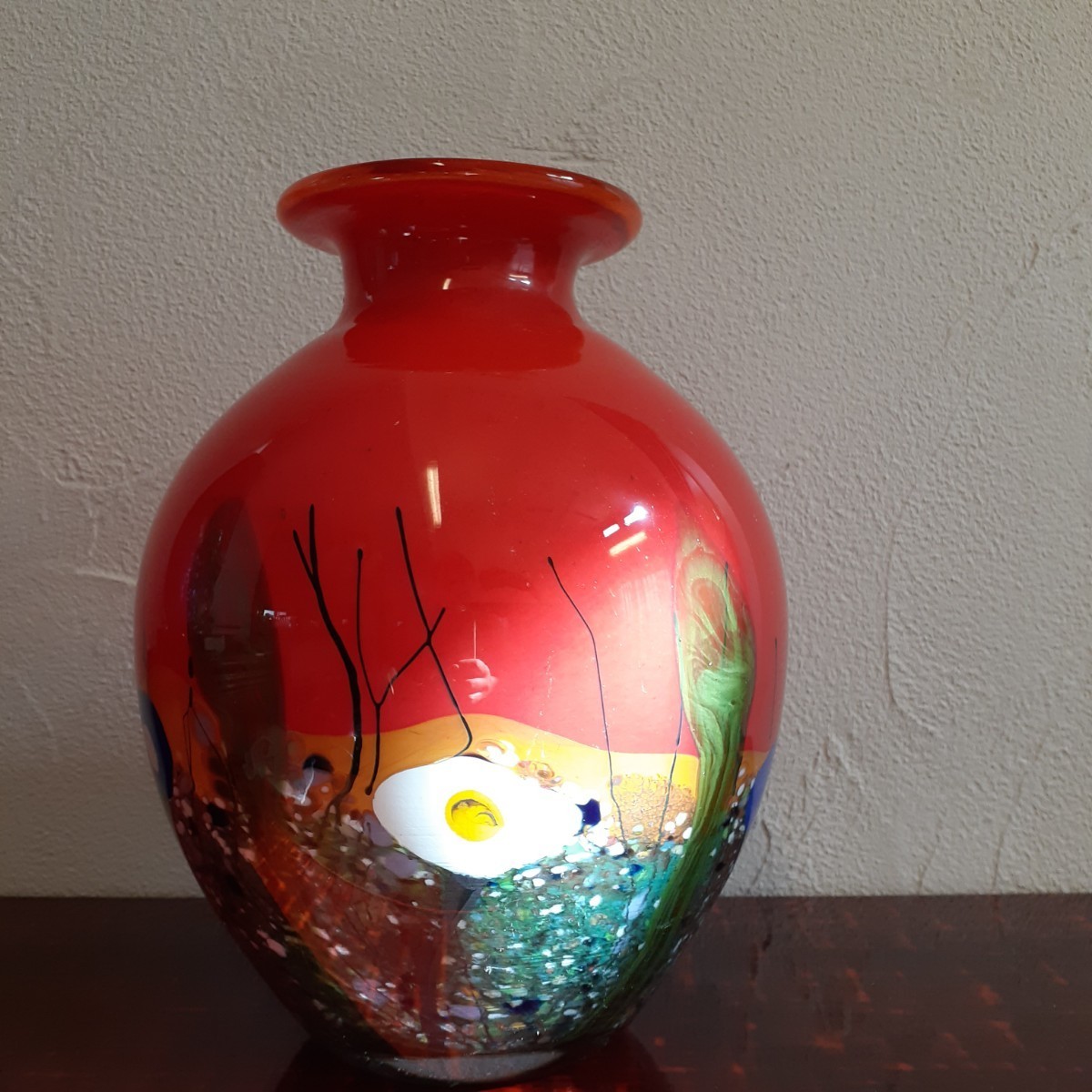 Glass vase object, artist’s work, signed, approx. 29cm x 19cm