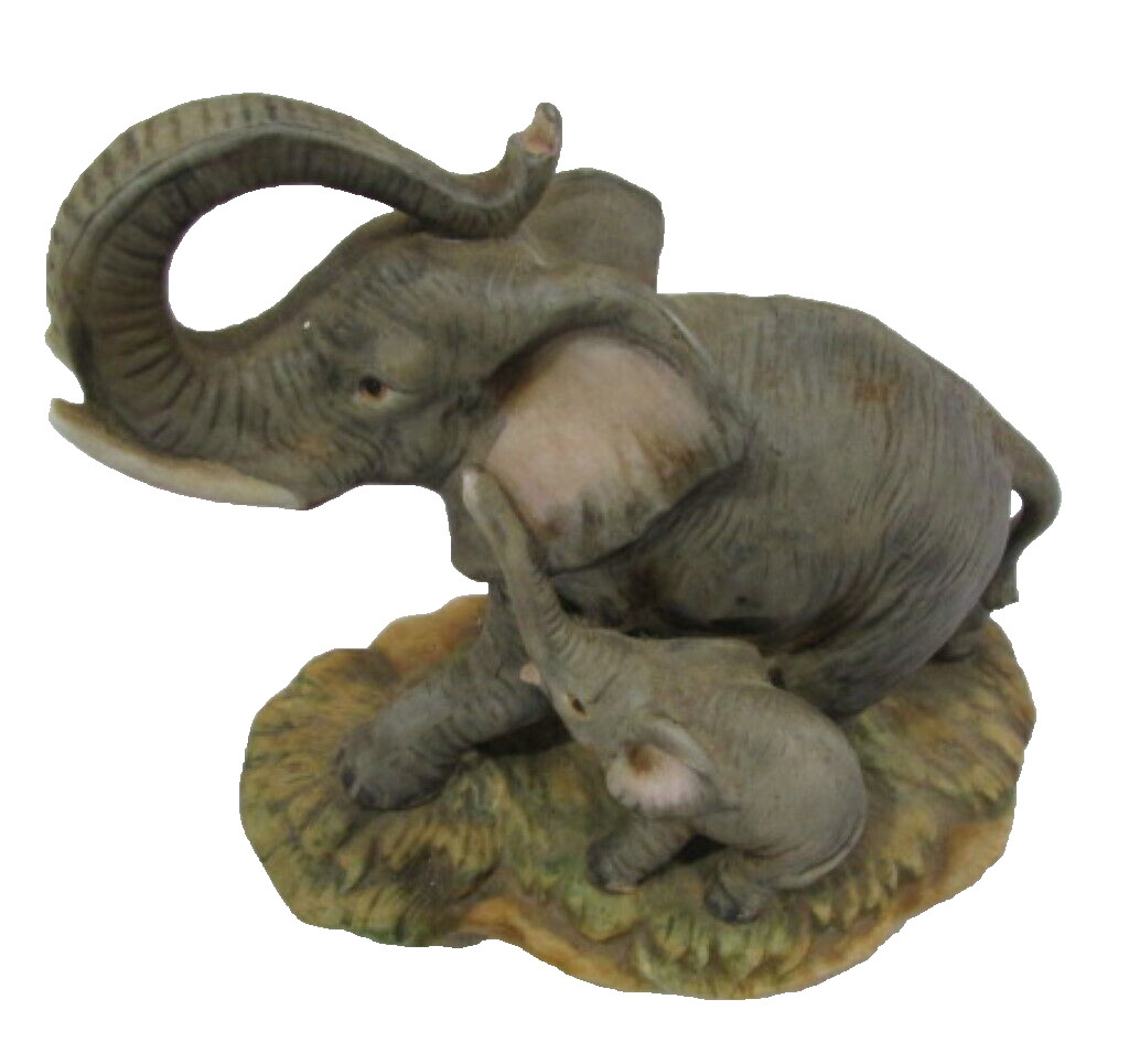 Vintage Mama and Baby Elephant Homco 1410 Figurine 4.5″ x 5.5″