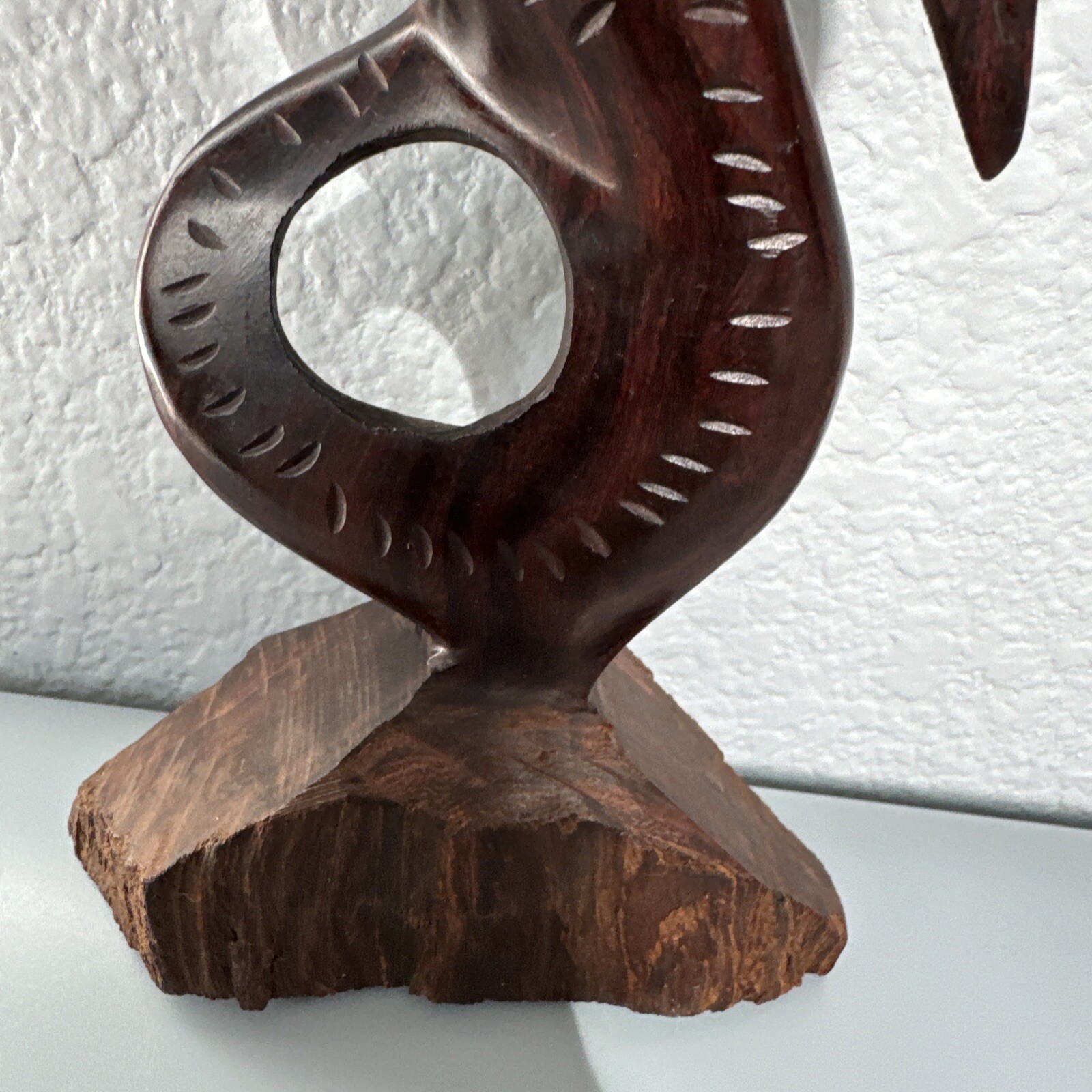 Iron Wood 9 1/2” Seahorse Hand Carved Sculpture Vintage Figurine Ocean Deco