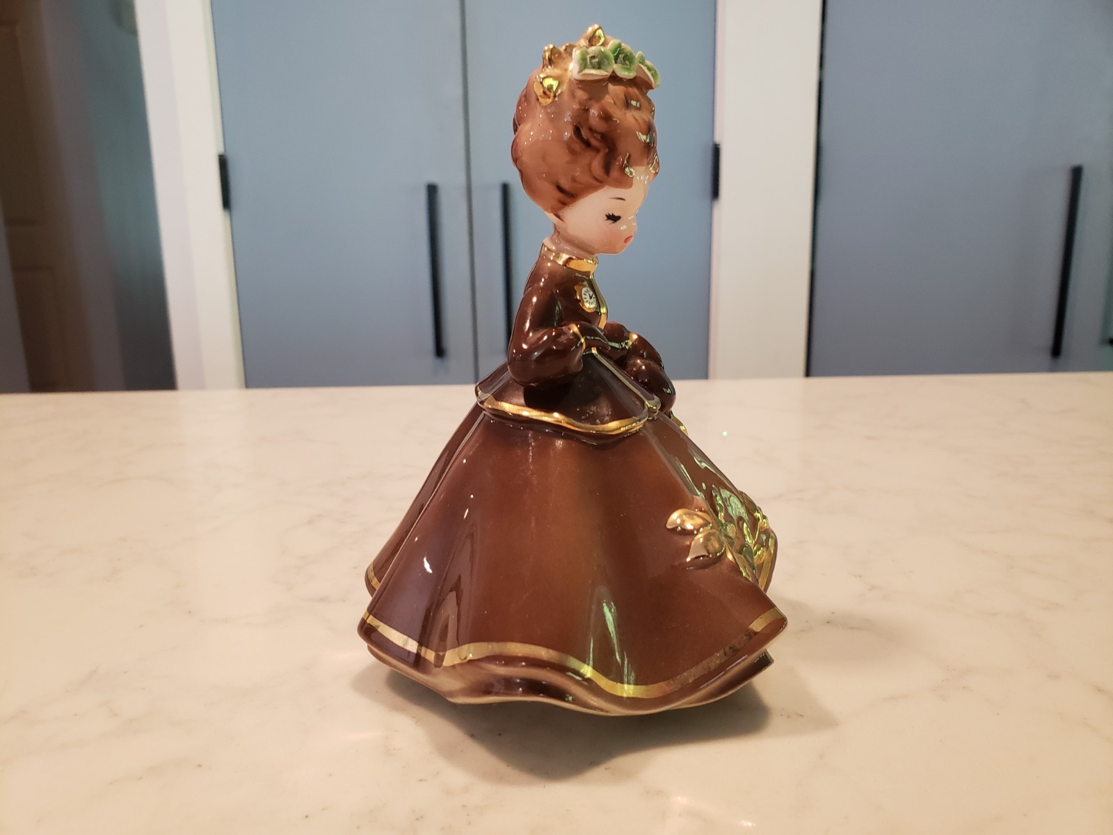 Lady in Brown Dress Josef Originals Porcelain Morning Noon & Night Series 5.5”