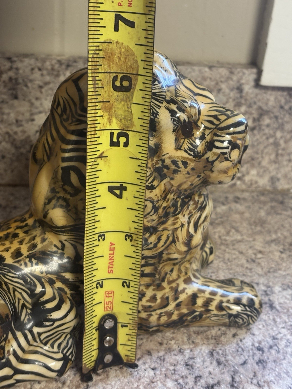 Vintage Safari Ceramic Patchwork Decoupage Lion And Gazelle Set 3