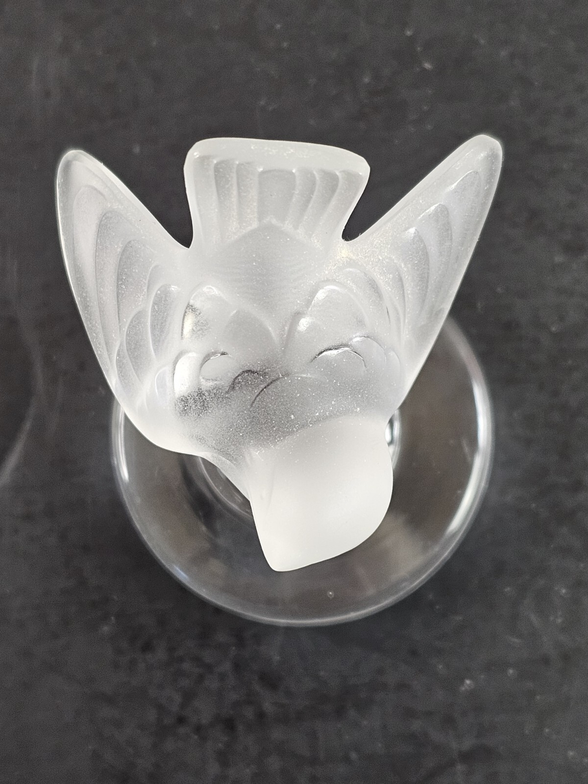 Lalique France Montague Bridgman Frosted Crystal Sparrow Paperweight Signed