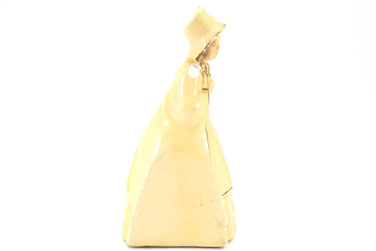 Roman Art Co Robia Ware Chalkware FIGURINE Yellow Lady USA 1940s