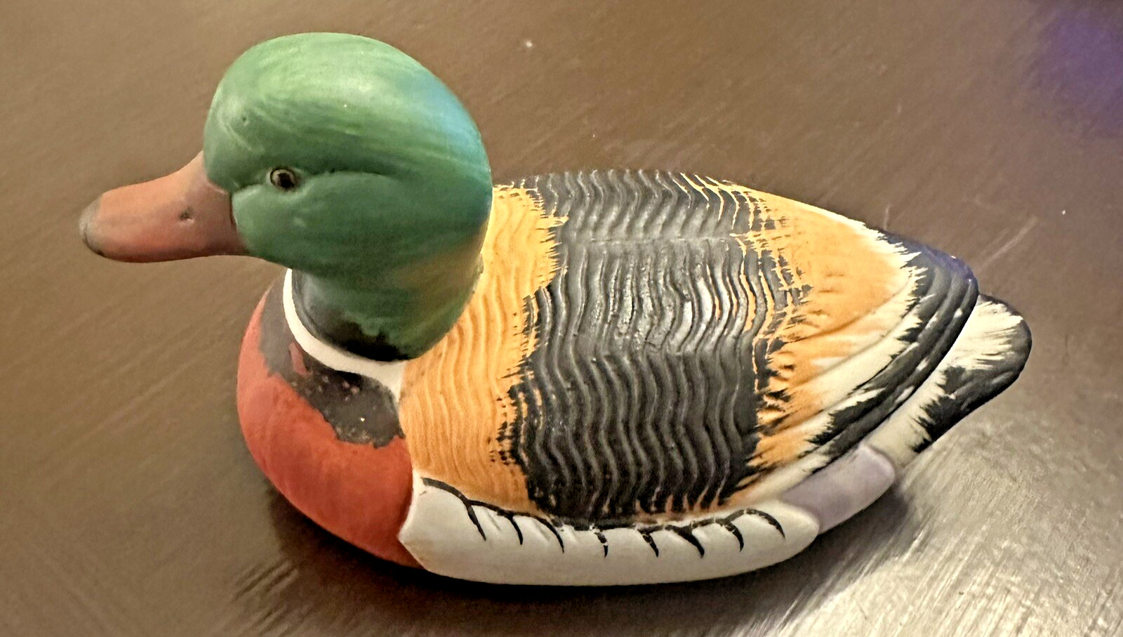 Vintage Enesco Mallard Duck Figurine 1984 Mini Ceramic Decoy 5.5″ Hand Painted