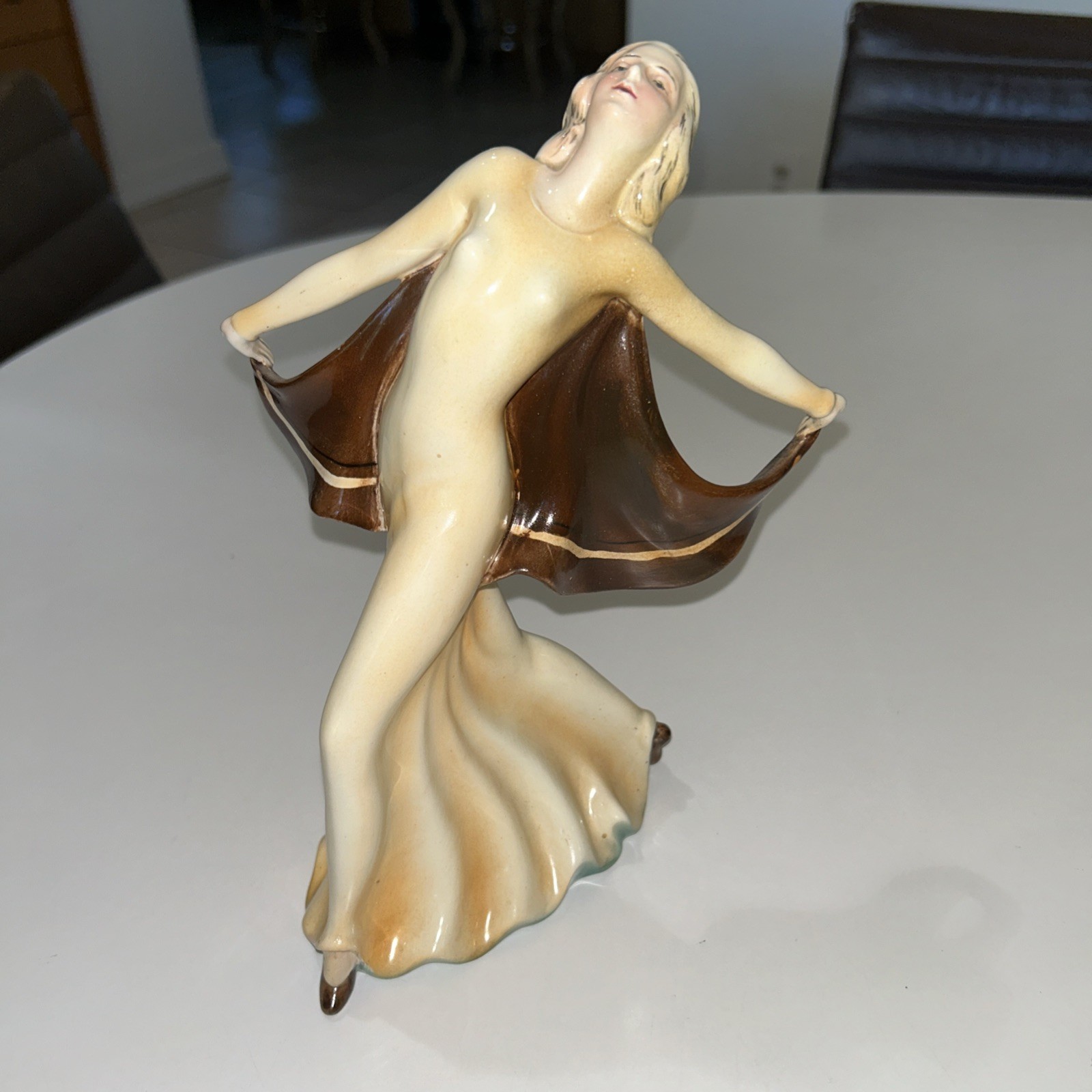 Art Deco Katzhutte Fasold Stauch Germany 9.5” Dancing Girl Cape