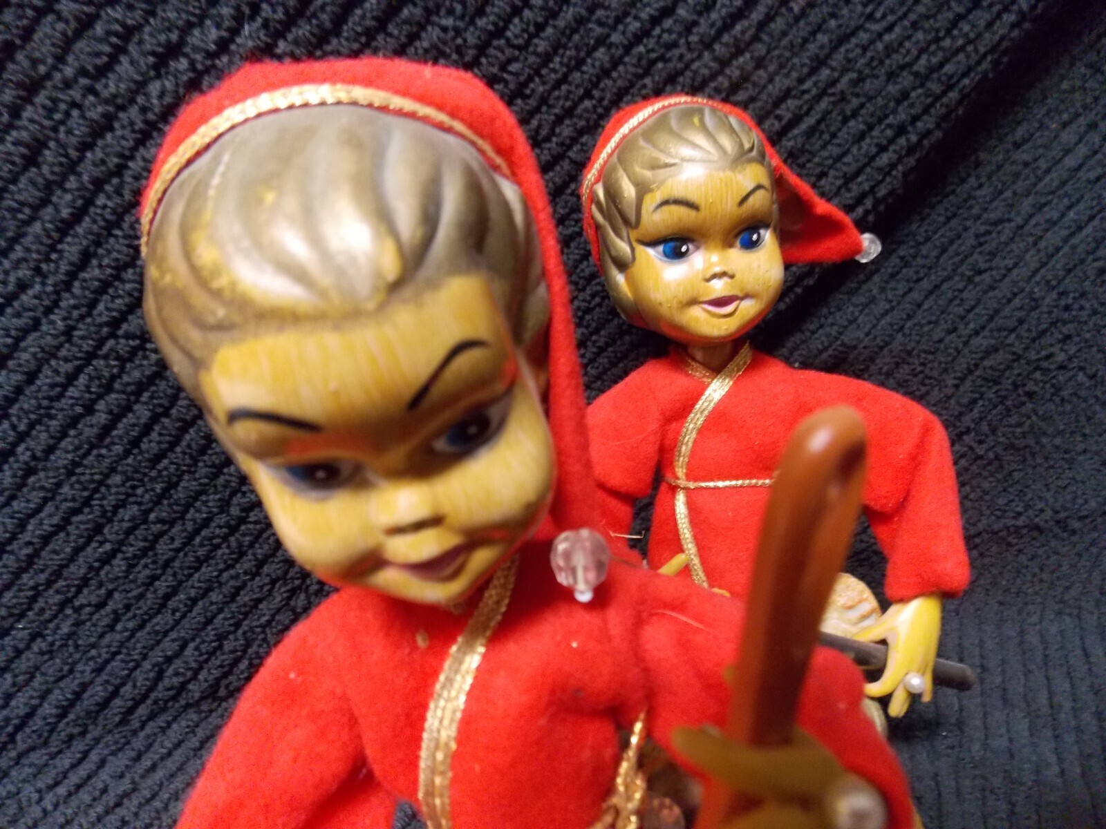set of 2 1960s vintage musician figures, asian inspired