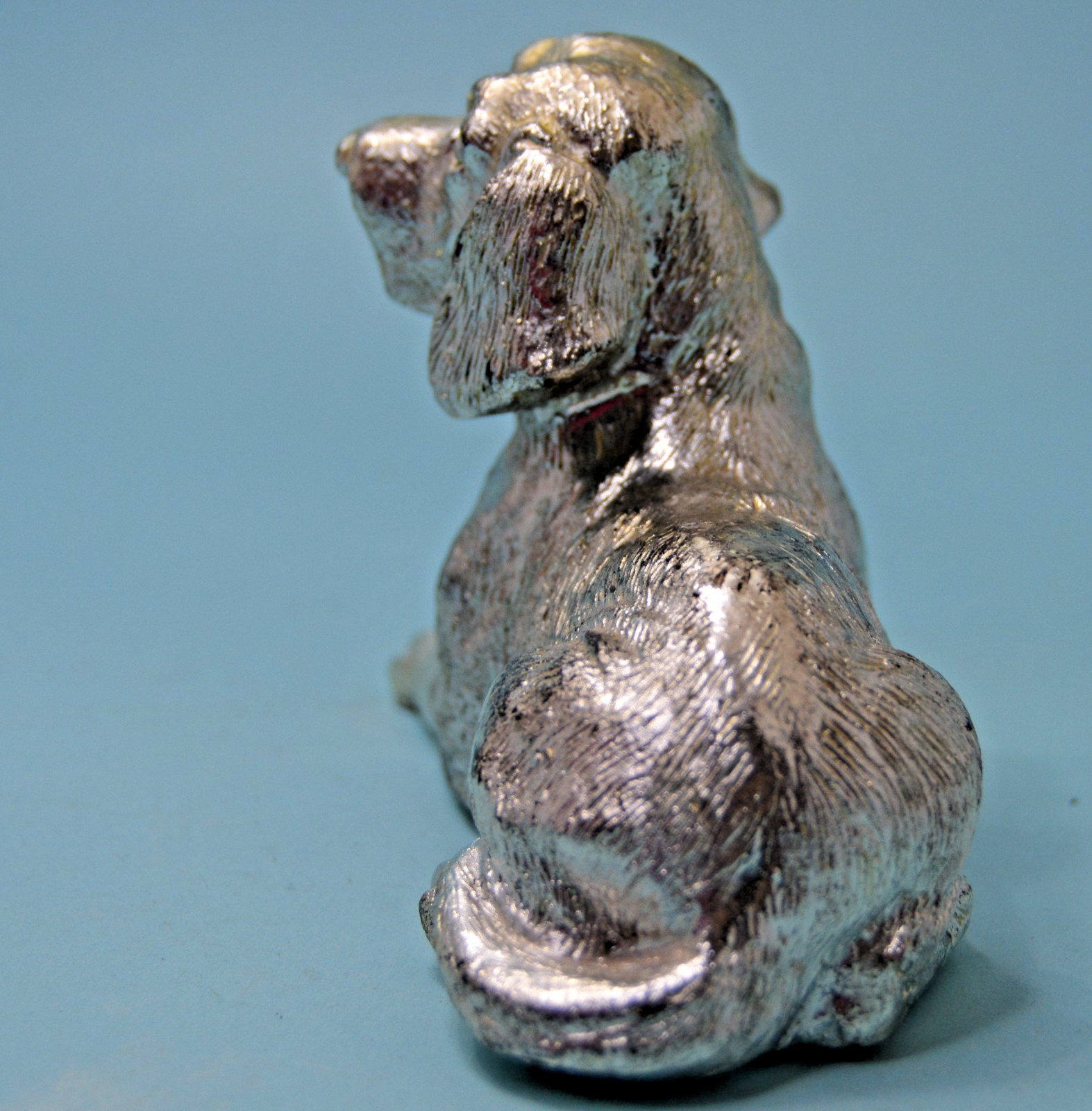 Silvery dog figurine 4.5″ long unknown composition