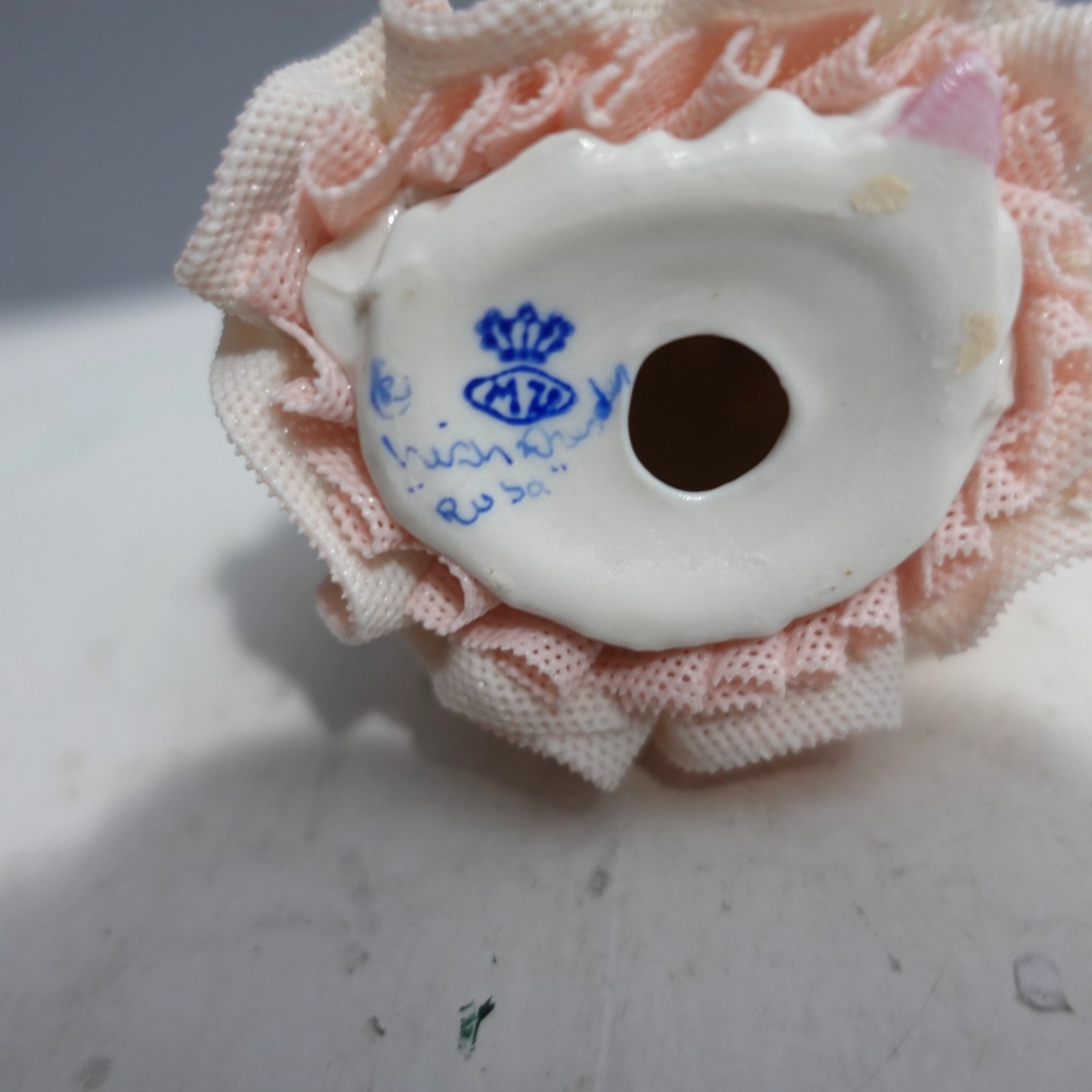 Vintage MZ Irish Dresden 3″ Lace Figurine “Rosa”