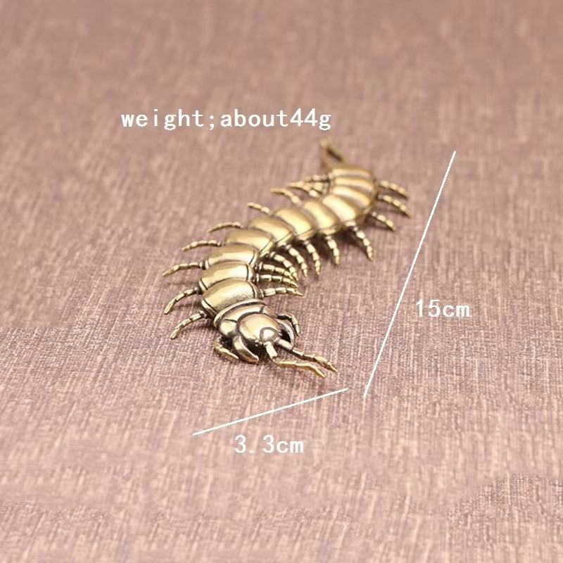 Vintage Copper Movable Centipede Figurine Brass Animal Miniature Ornament Pet