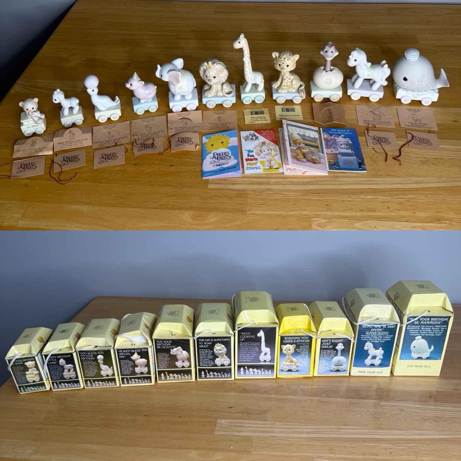 VTG Precious Moments 11-piece Birthday Train Set Ages 1-10 & Baby, Boxes + Read!
