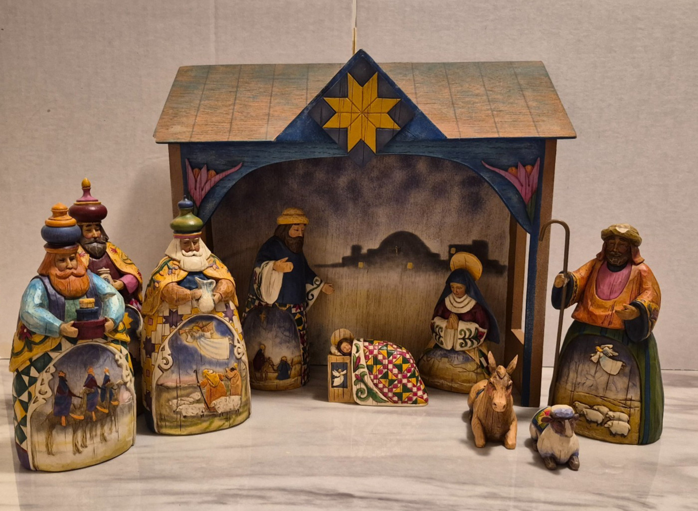Retired Jim Shore 2003 Full 10 piece Joy to the World Nativity Set No Box Used