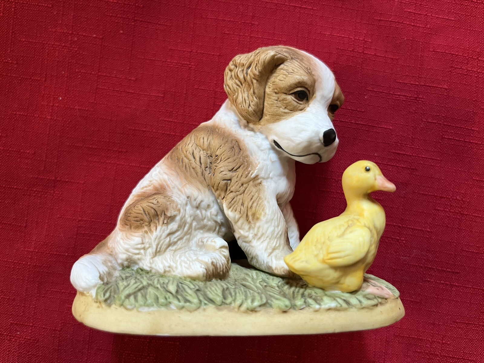Vintage HOMCO Porcelain Spaniel Puppy Dog and Duckling Figurine #1413