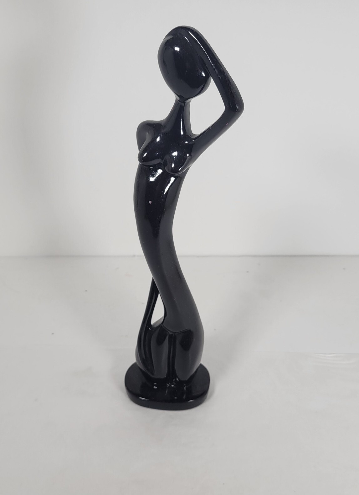 Vintage Black Ceramic Studio Nova Eastern Wave Statue Nude Woman