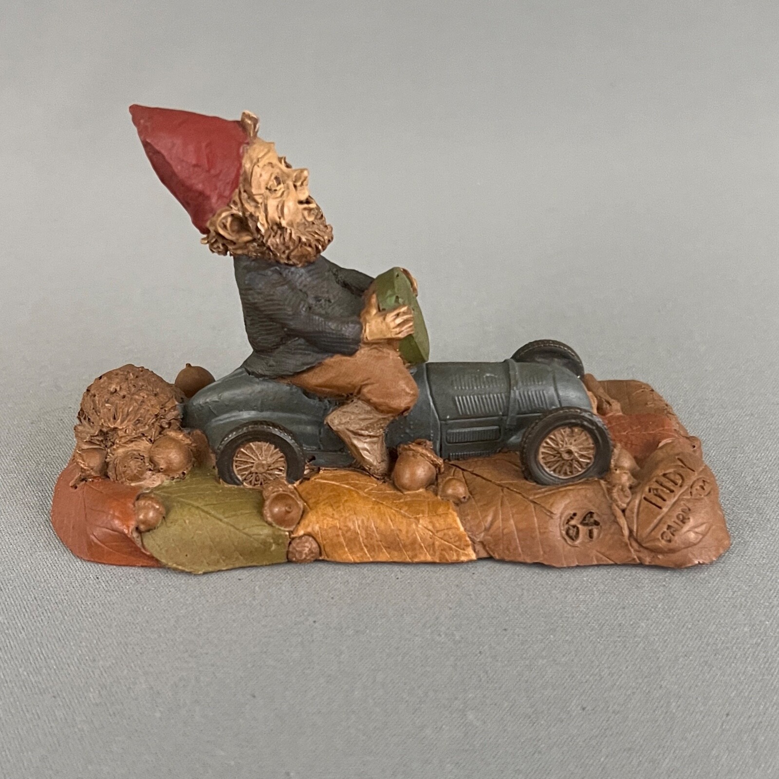 Tom Clark Gnome Indy Figurine 1988 Race Car Driver 3.5 in #64 Hidden Penny